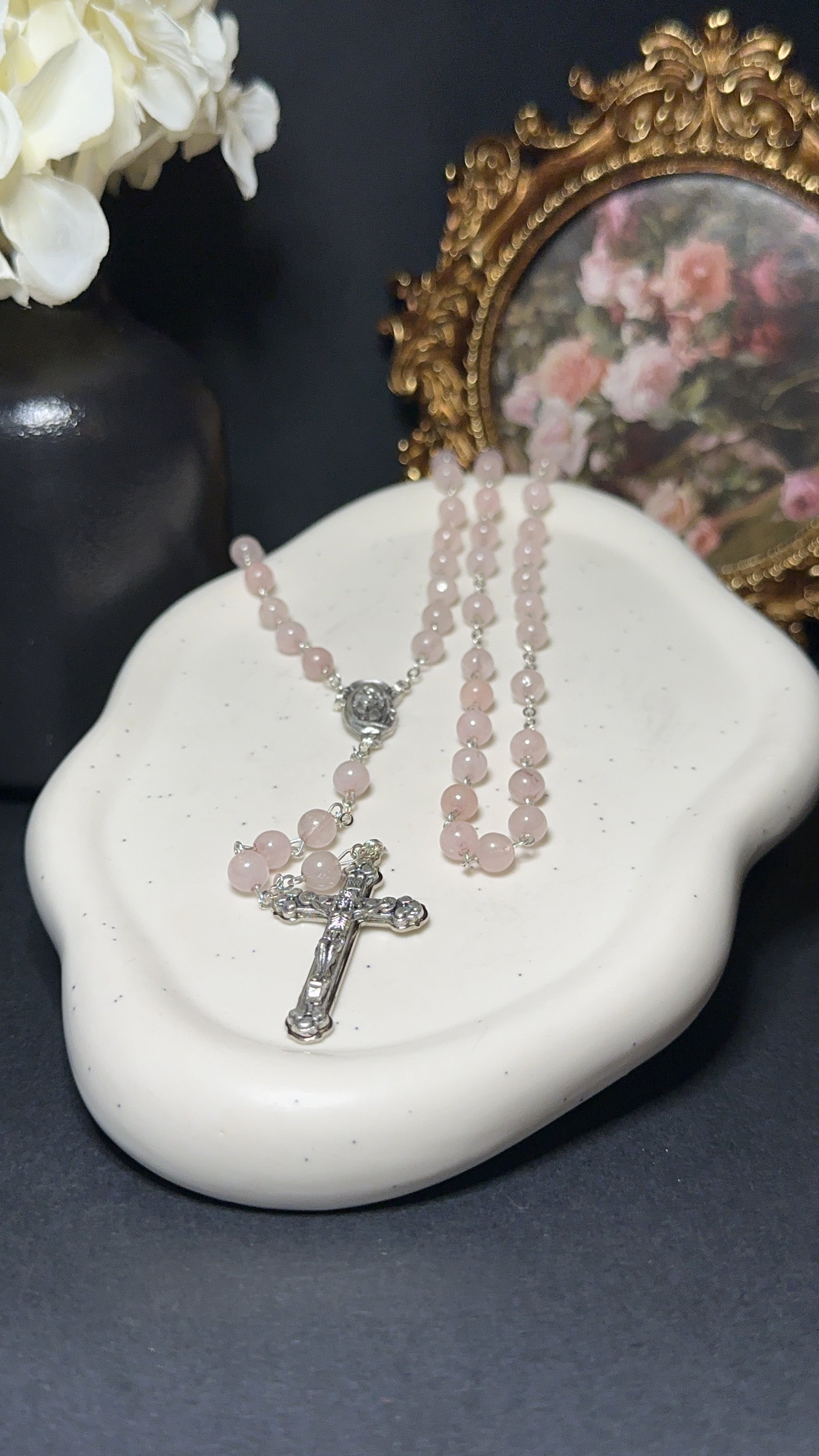 Chapelet en quartz rose - Amour, équilibre & paix