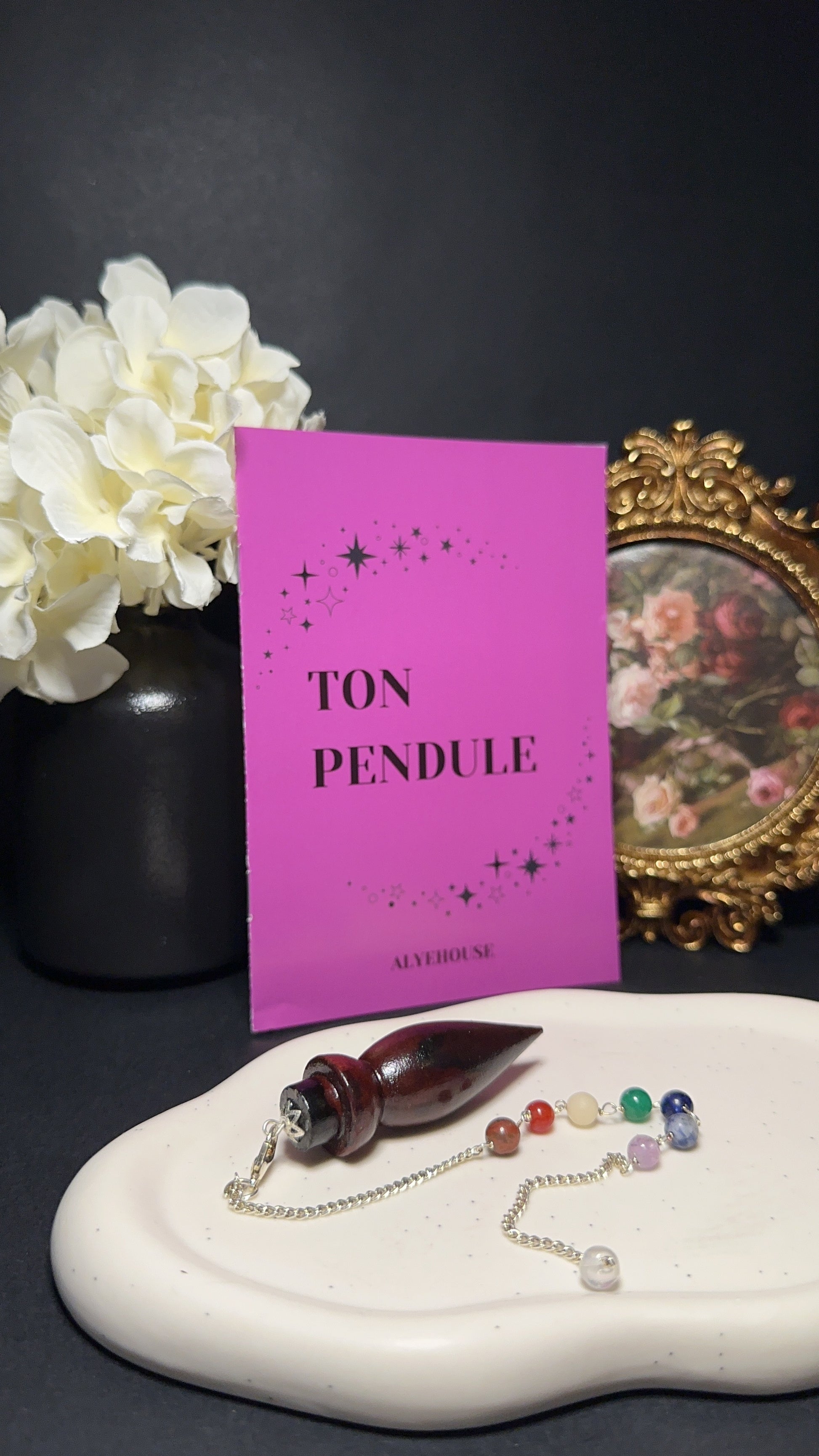 Pendule - 7 Chakras en bois de rose