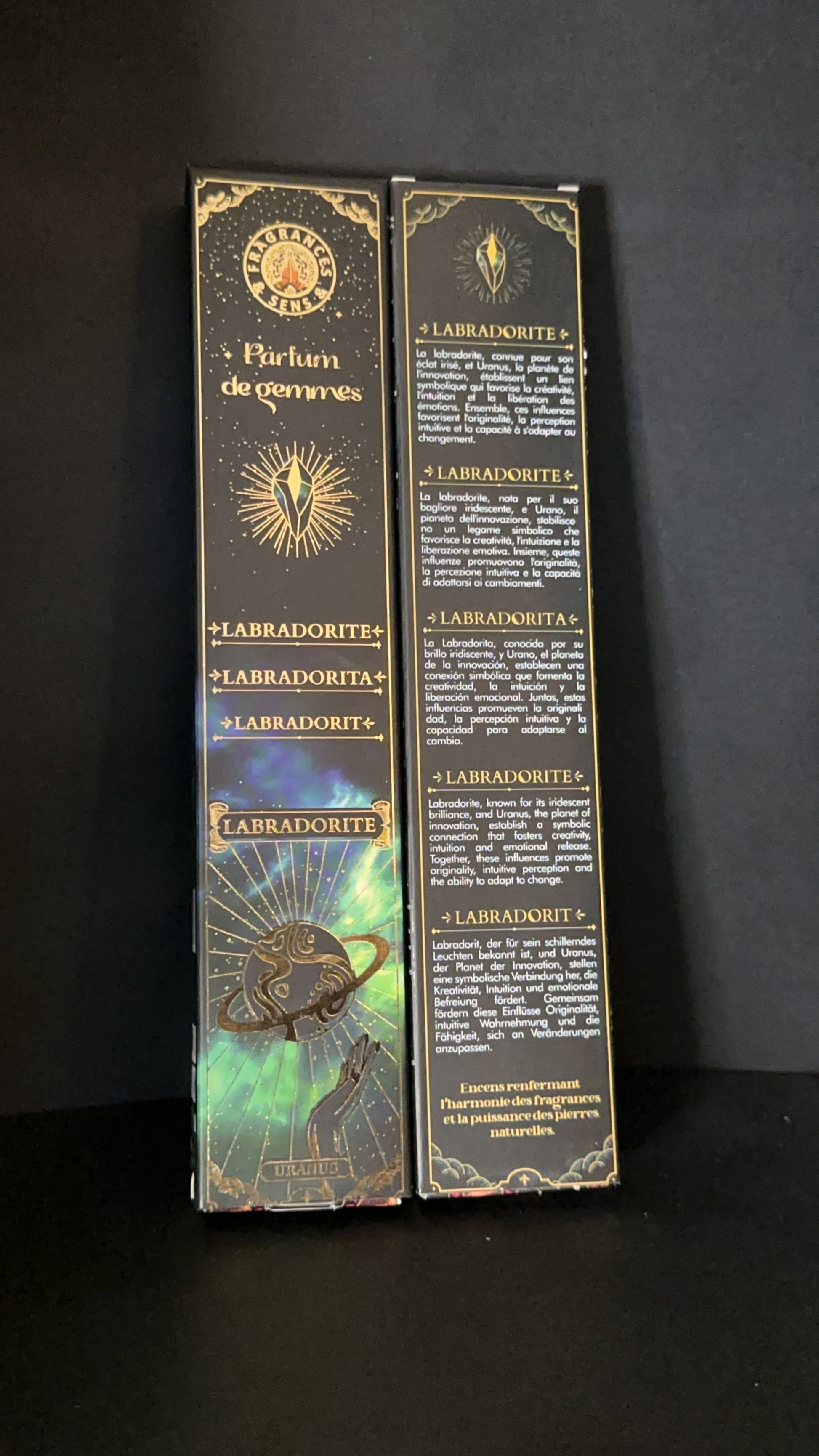 Baton d'encens naturel aux pierres naturelles de Labradorite - Communication, paix & courage