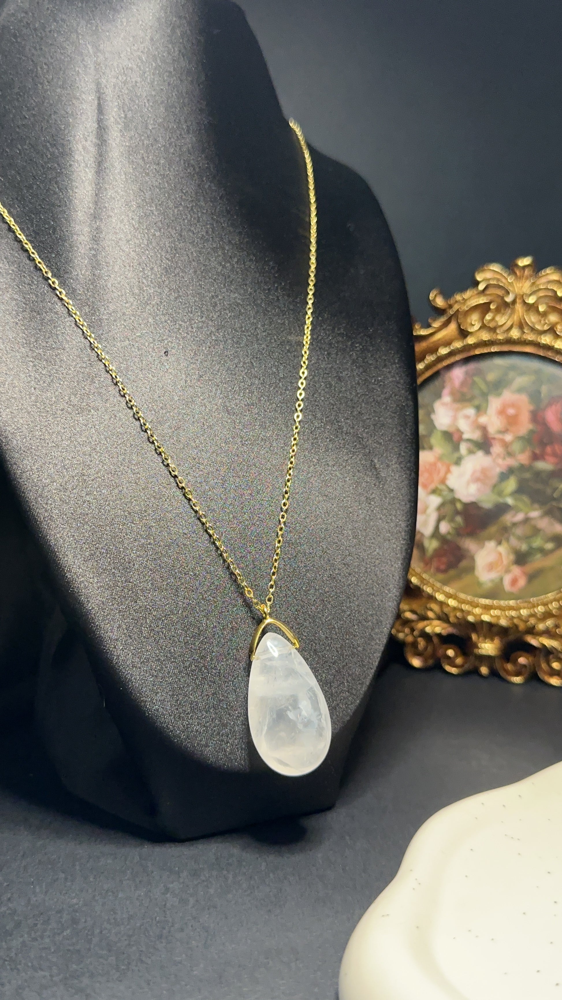 Collier goutte Cristal de roche - Concentration, énergies & équilibre