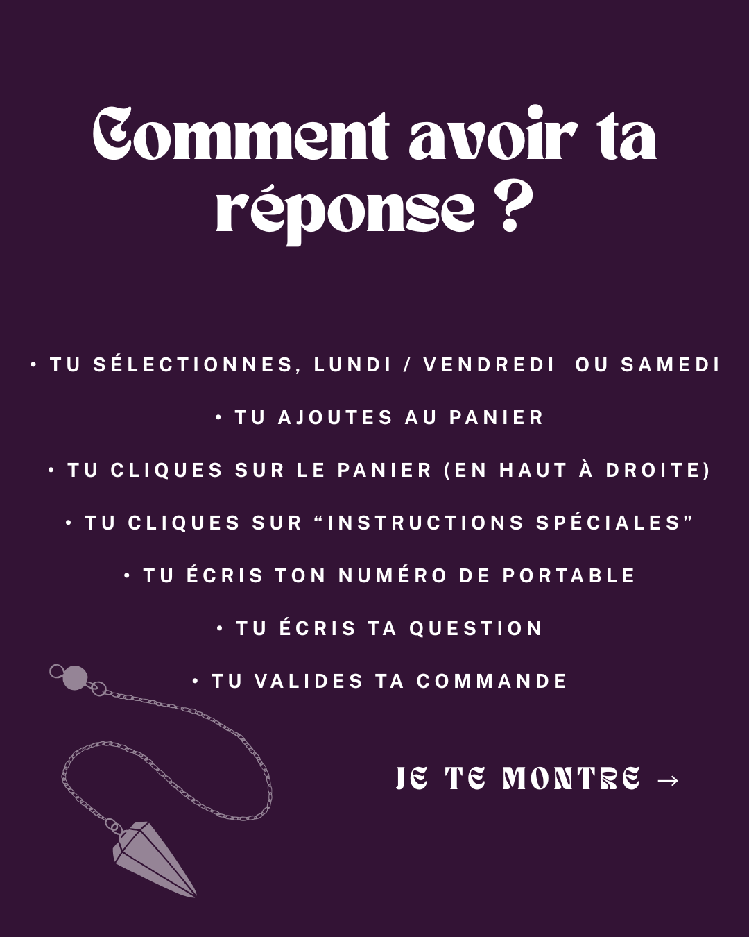 TA REPONSE  IMMEDIATE MOINS DE 24H du lundi au samedi par Alye