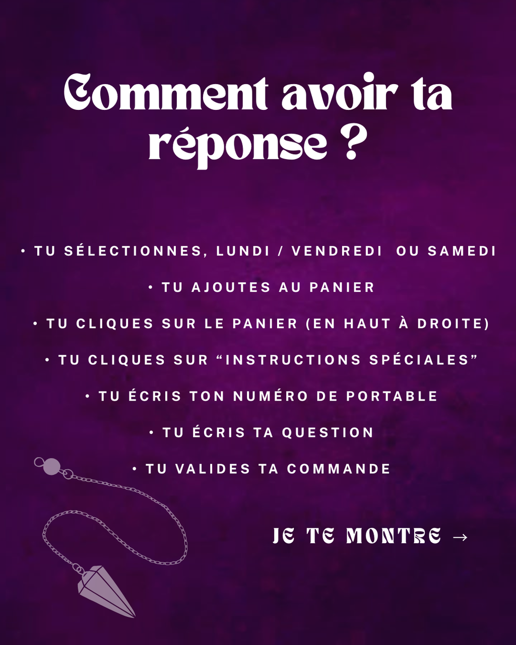 TA REPONSE  IMMEDIATE MOINS DE 24H du lundi au samedi par Alye