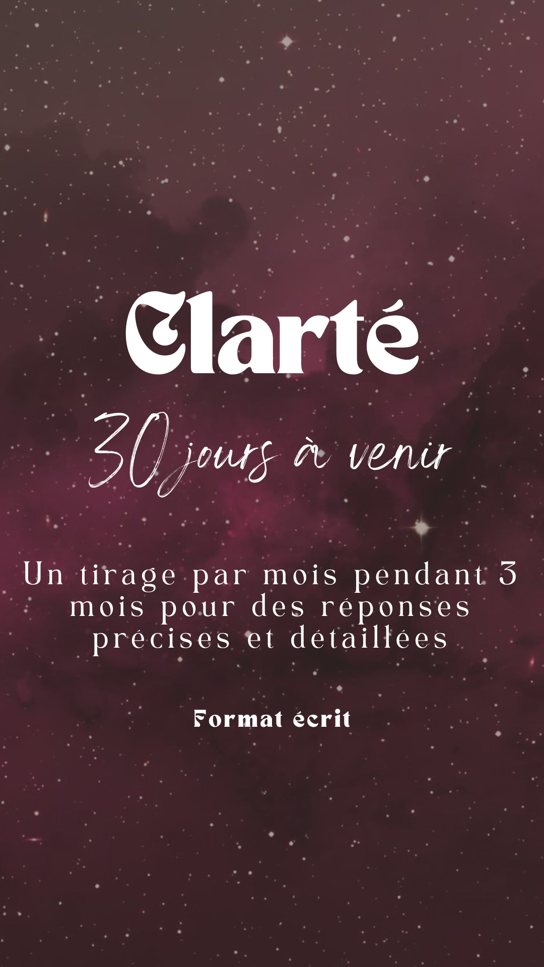 Clarté 30 jours à venir tout domaine complet et détaillé