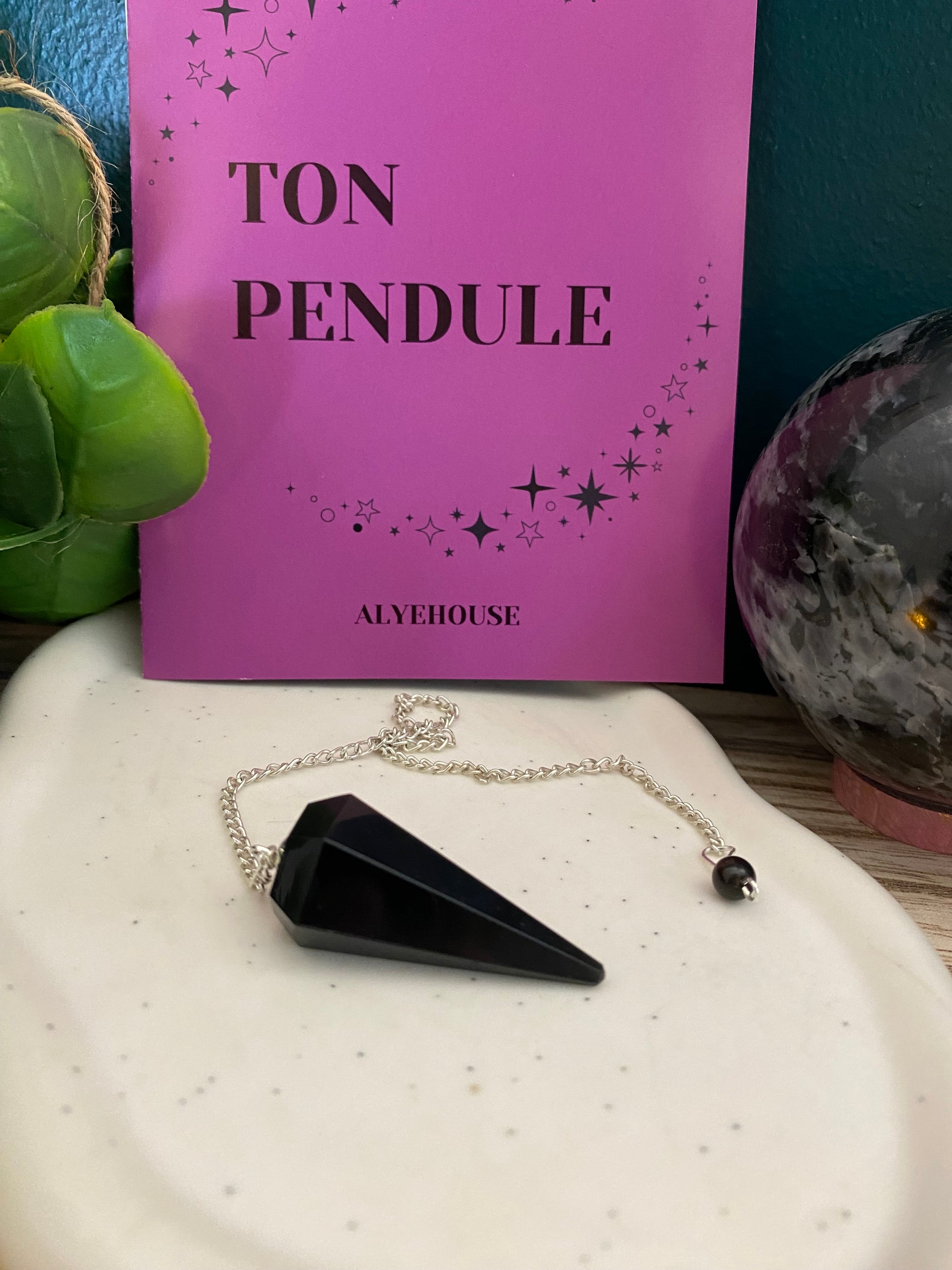 Pendule - Obsidienne noire conique