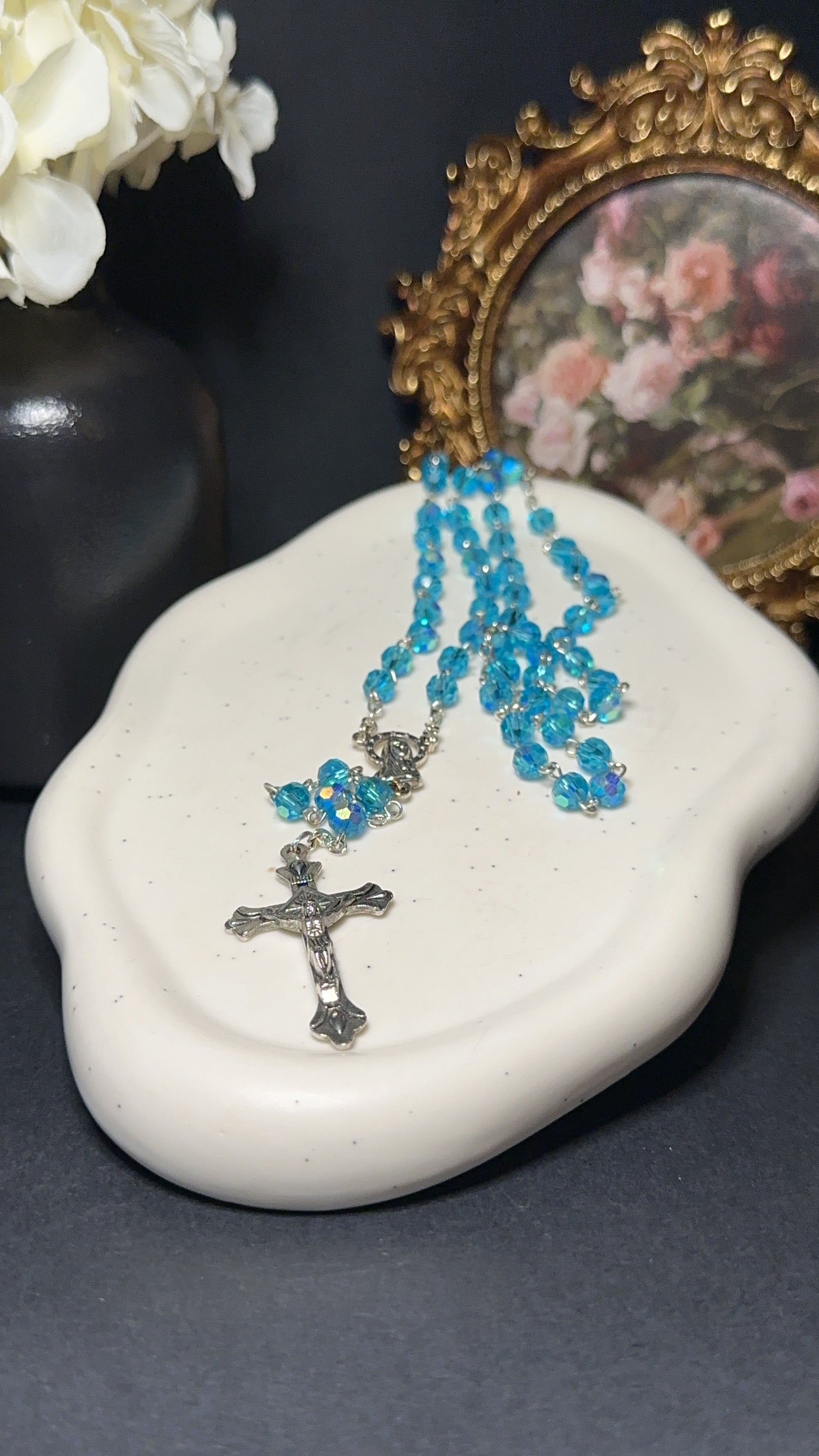 Chapelet en aigue marine – Apaisement, Communication et Protection