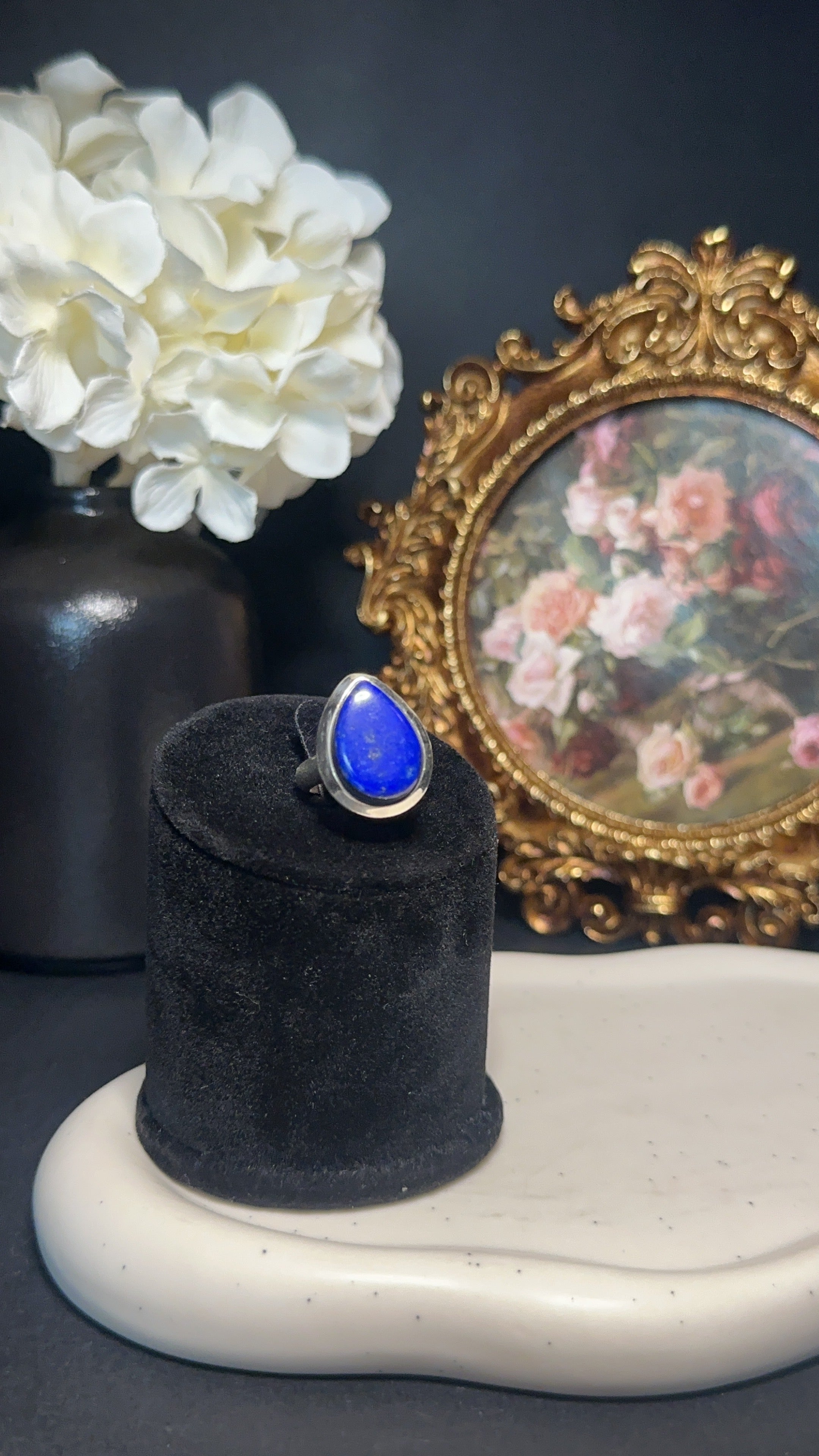 Bague goutte lapis lazuli - Eveil, clairvoyance & paix mentale