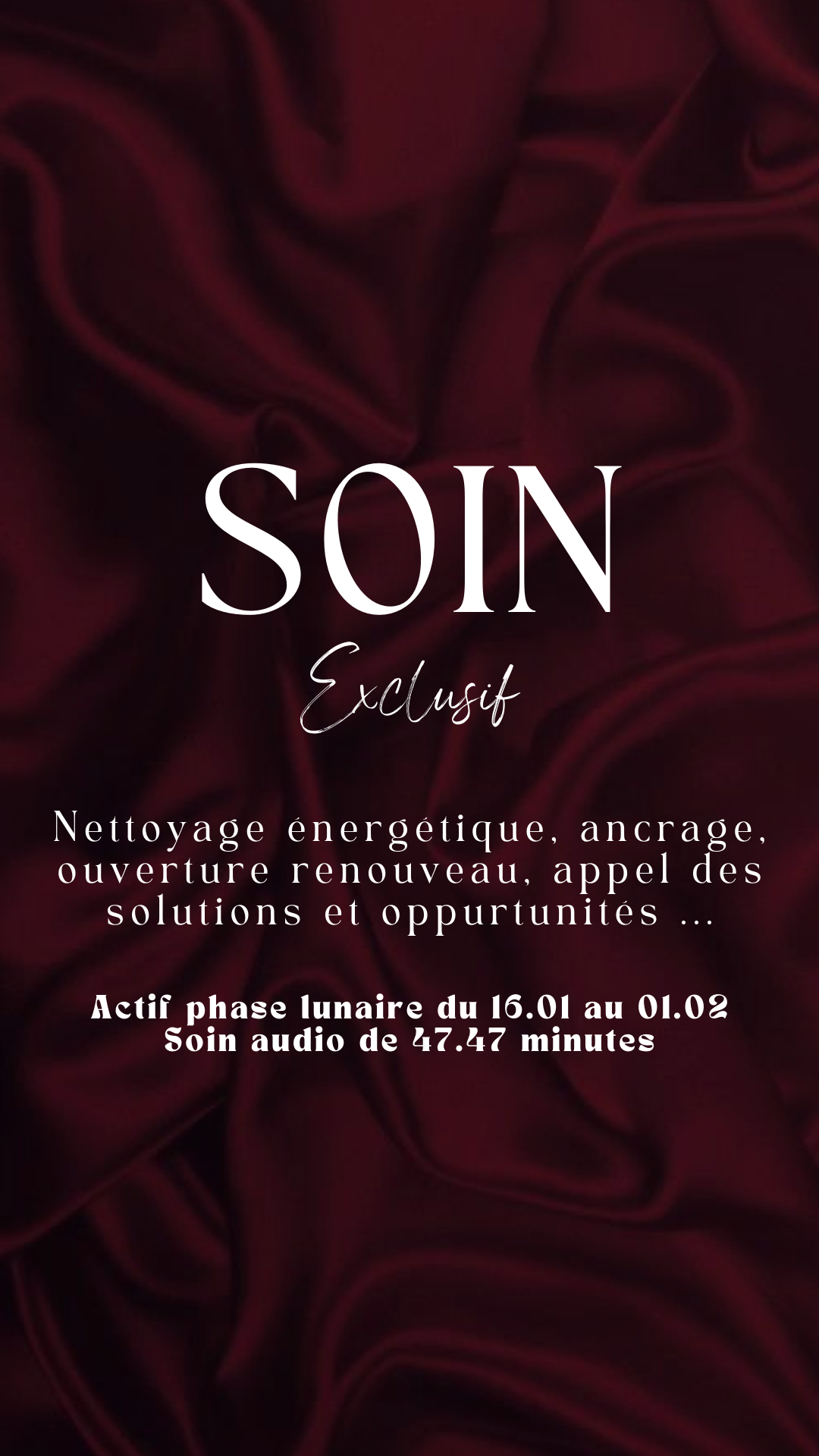 Soin Renouveau et Construction - Phase active du 16 janvier au 1er février (énergie lunaire) audio 47.47min
