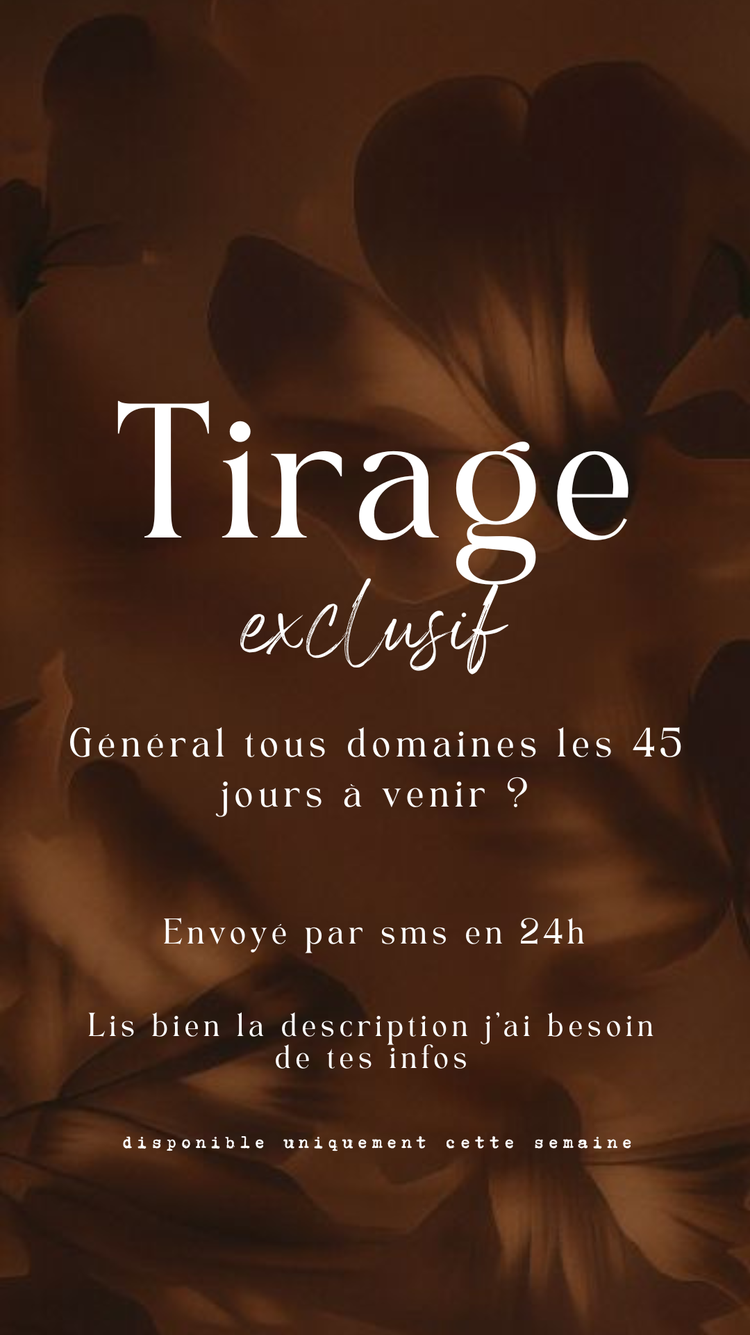 -25% Tirage exclusif Général tous domaines les 45 jours à venir ? Envoyé en 24h