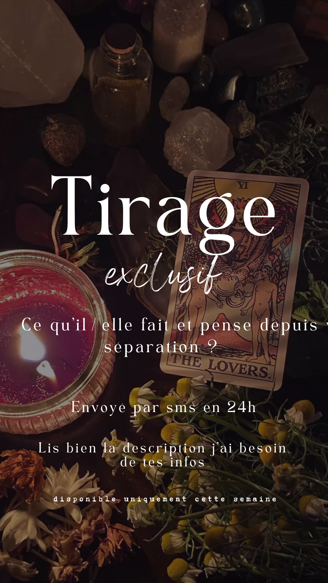 -25% Tirage exclusif Ce qu’il/elle fait et pense depuis votre séparation ? Envoyé en 24h