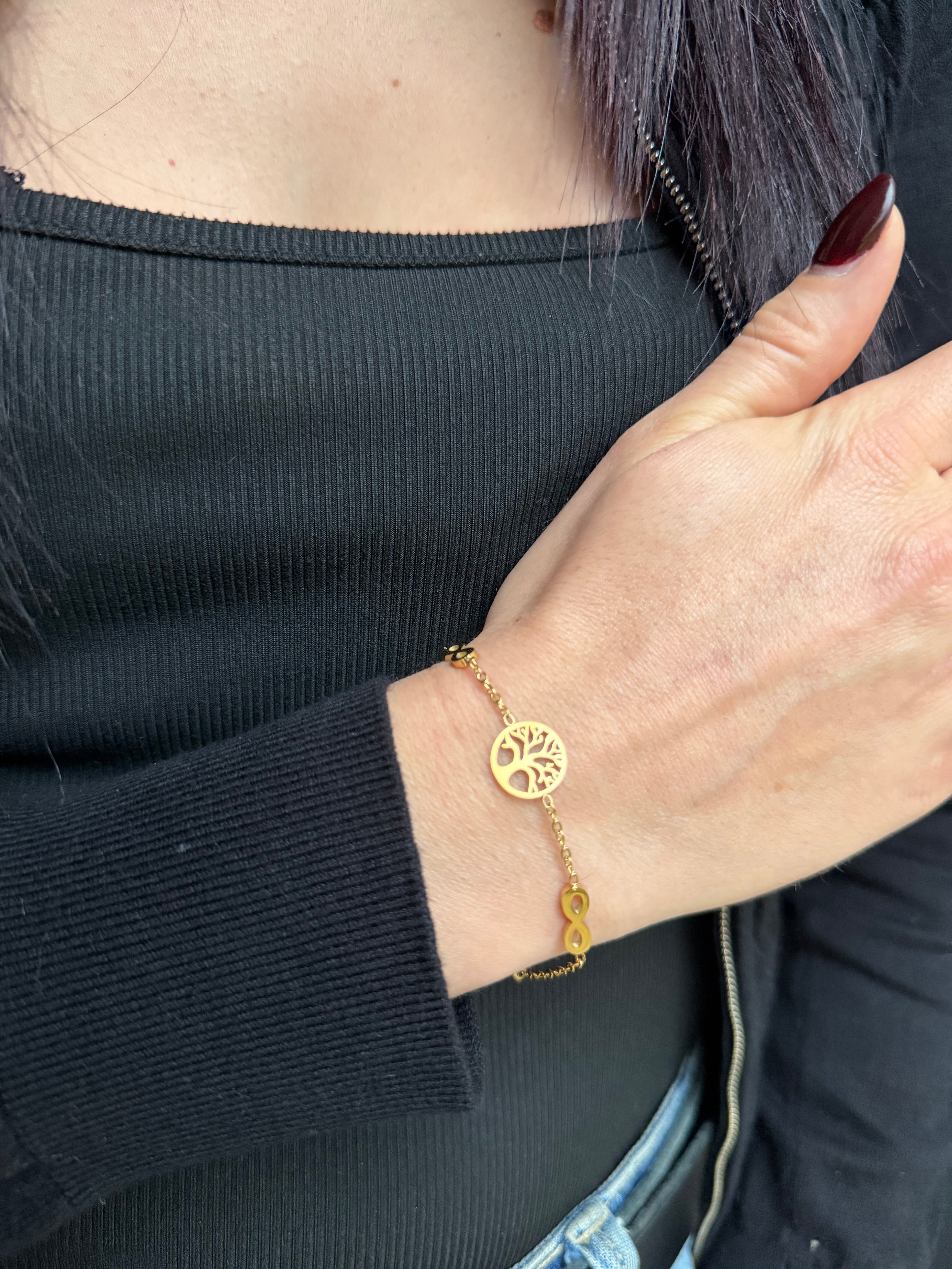 Bracelet “Racines Eternelles” – Arbre de Vie et doubles infinis, équilibre et harmonie