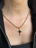 Collier “Protection” – Croix ornée de perles noires