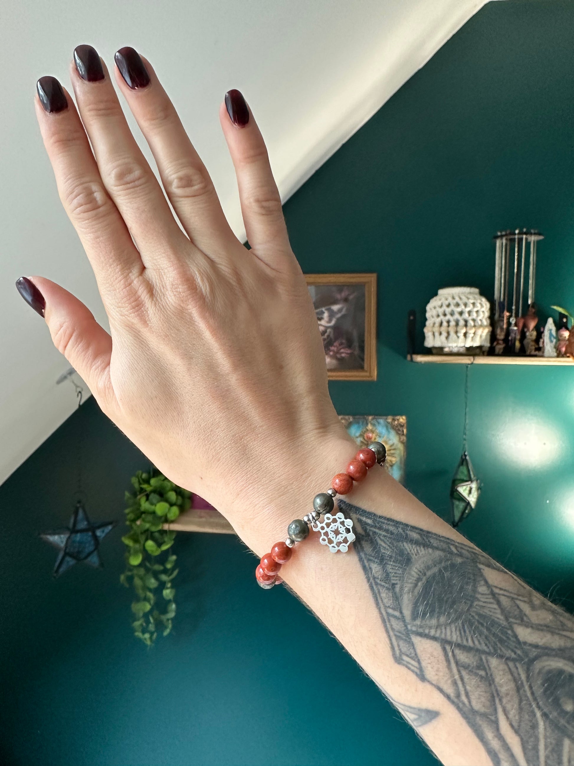 Bracelet ancrage & confiance - Jaspe Rouge & Pyrite - transformation & protection
