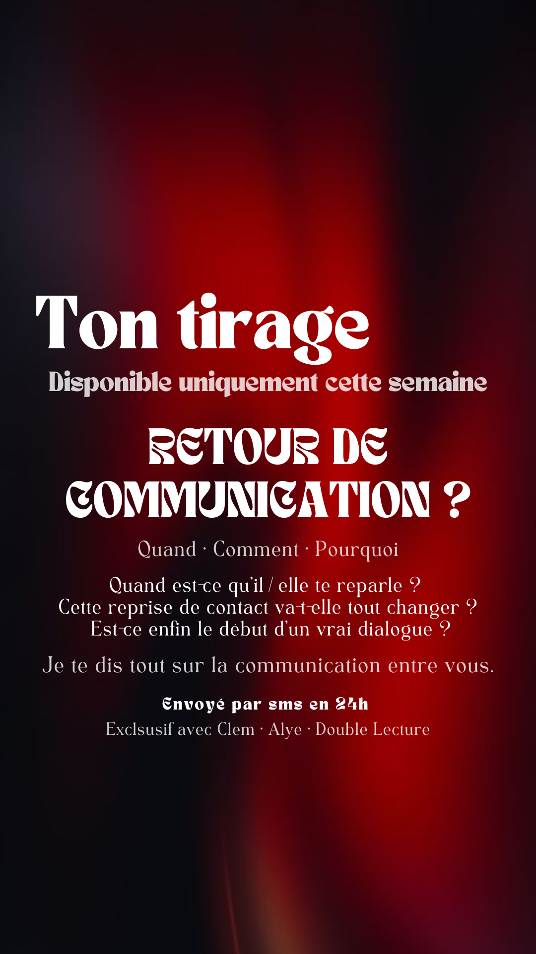-25% Tirage exclusif Retour de communication ? Envoyé en 24h