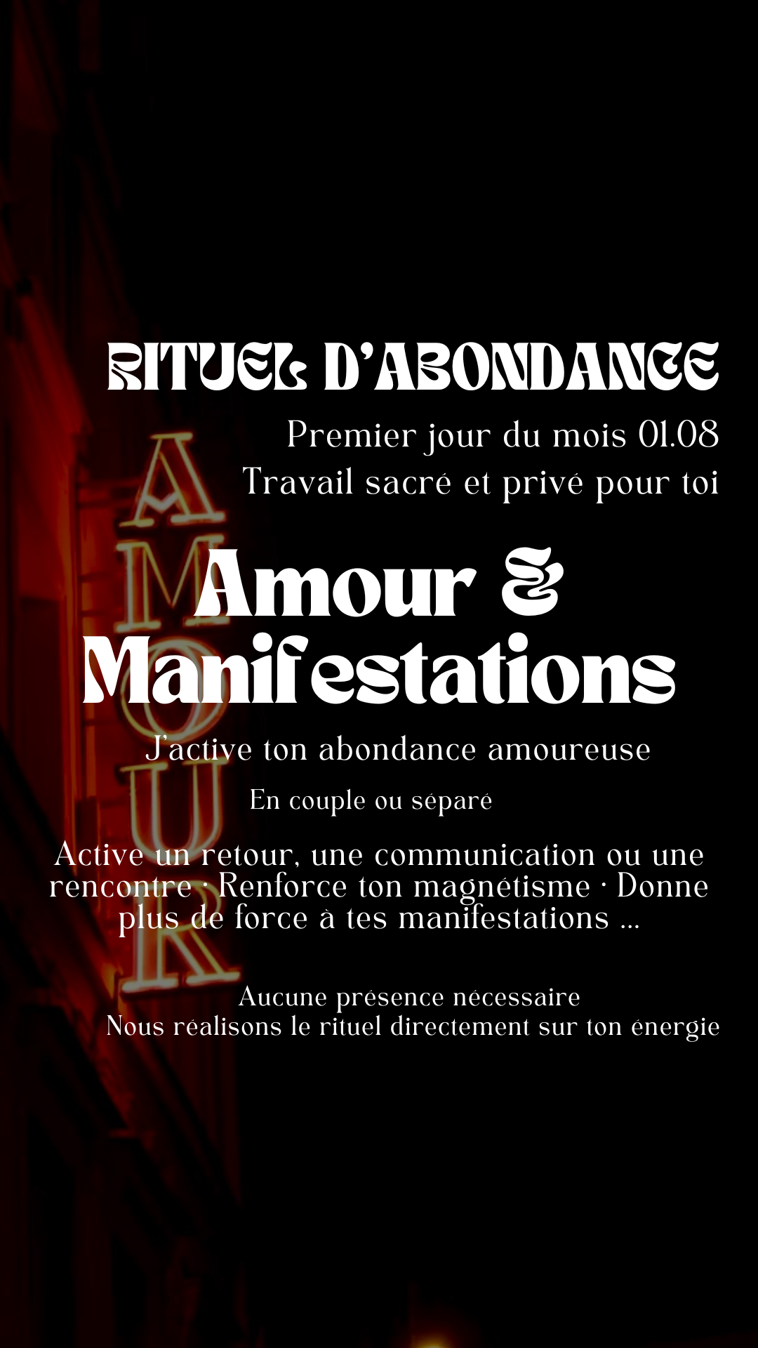 Rituel privé du premier jour du mois Abondance Amour & Manifestations (place limité)