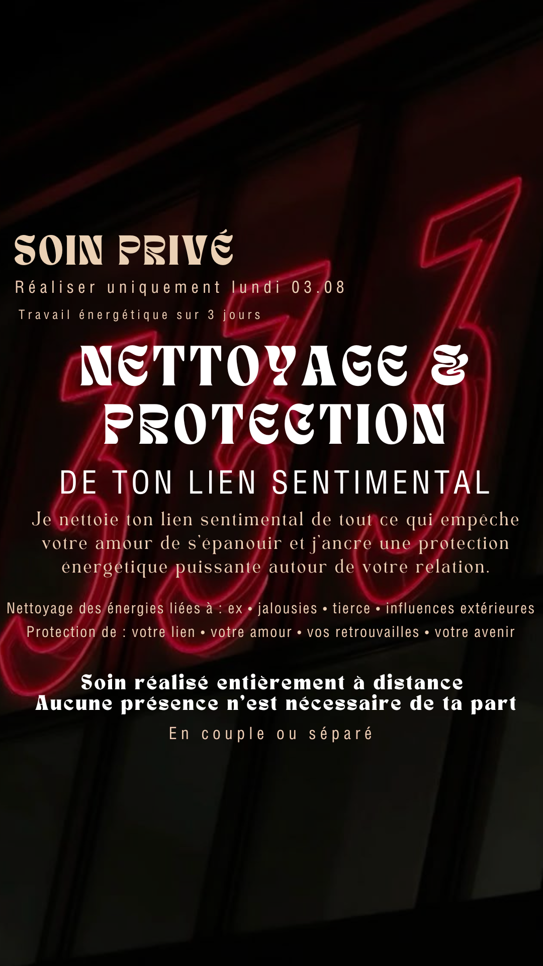 SOIN PRIVÉ Nettoyage & Protection de ton lien sentimental (place limité)