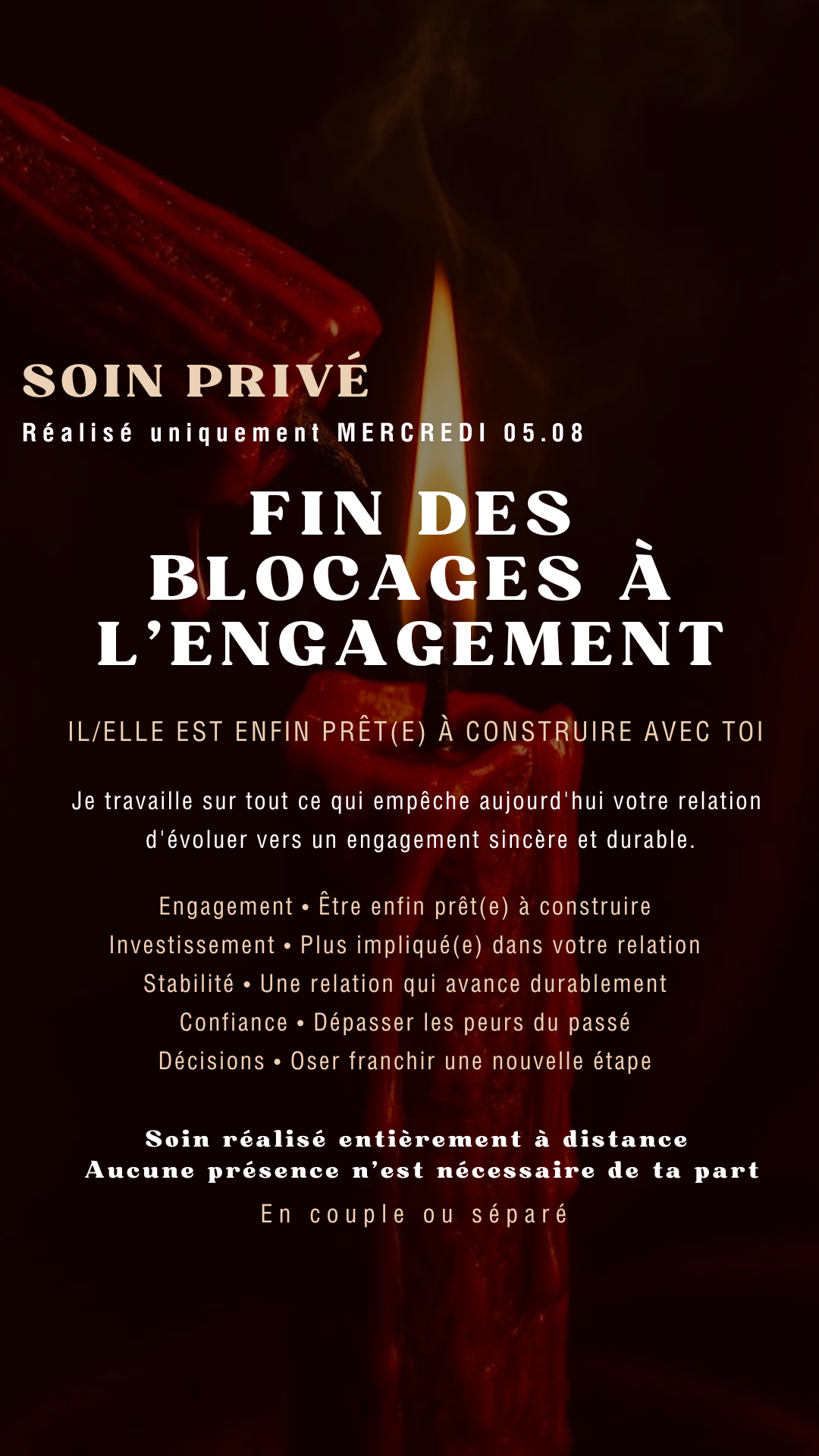 SOIN PRIVÉ Mercredi 05.08 Fin des blocages à l'engagement (place limité)