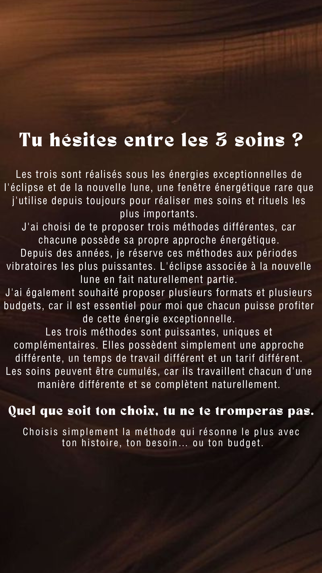 Soin essentiel Éclipse & Nouvelle Lune J'oriente le soin vers ce qui compte le plus pour toi Mercredi 12 (place très limité)