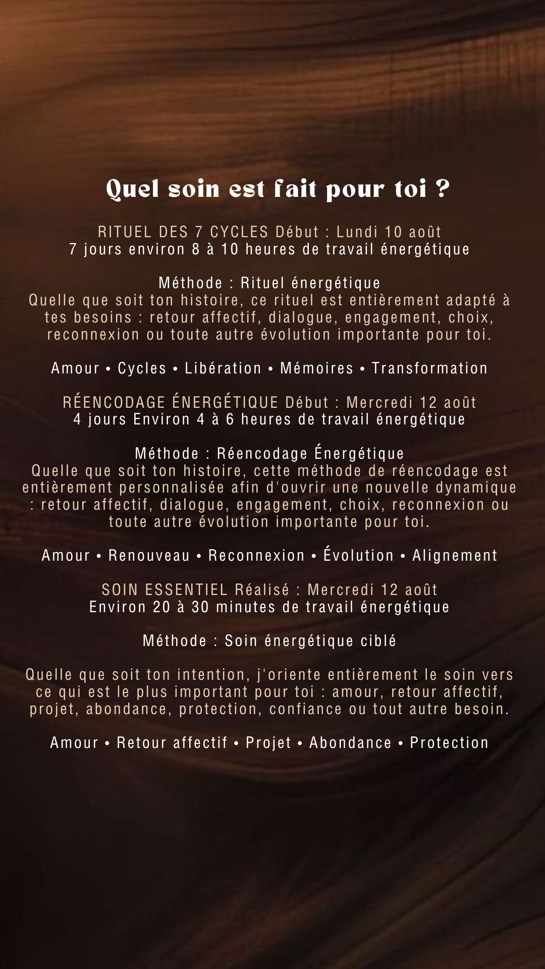 Soin essentiel Éclipse & Nouvelle Lune J'oriente le soin vers ce qui compte le plus pour toi Mercredi 12 (place très limité)