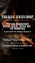 -30 % TIRAGE EXCLUSIF Tu lui manques plus qu’il/elle ne le montre  par sms en 24h