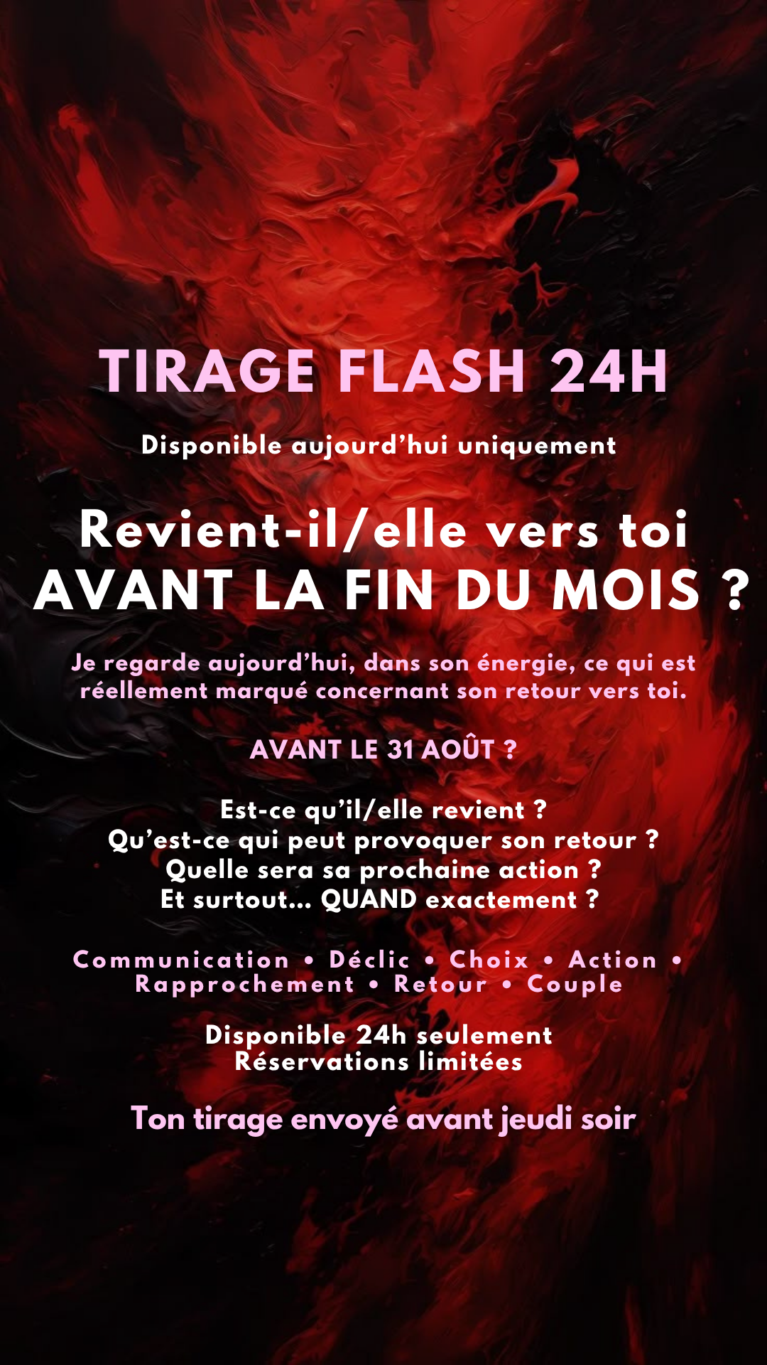 TIRAGE FLASH 24H Revient-il/elle vers toi avant la fin du mois ?  par sms en 24h