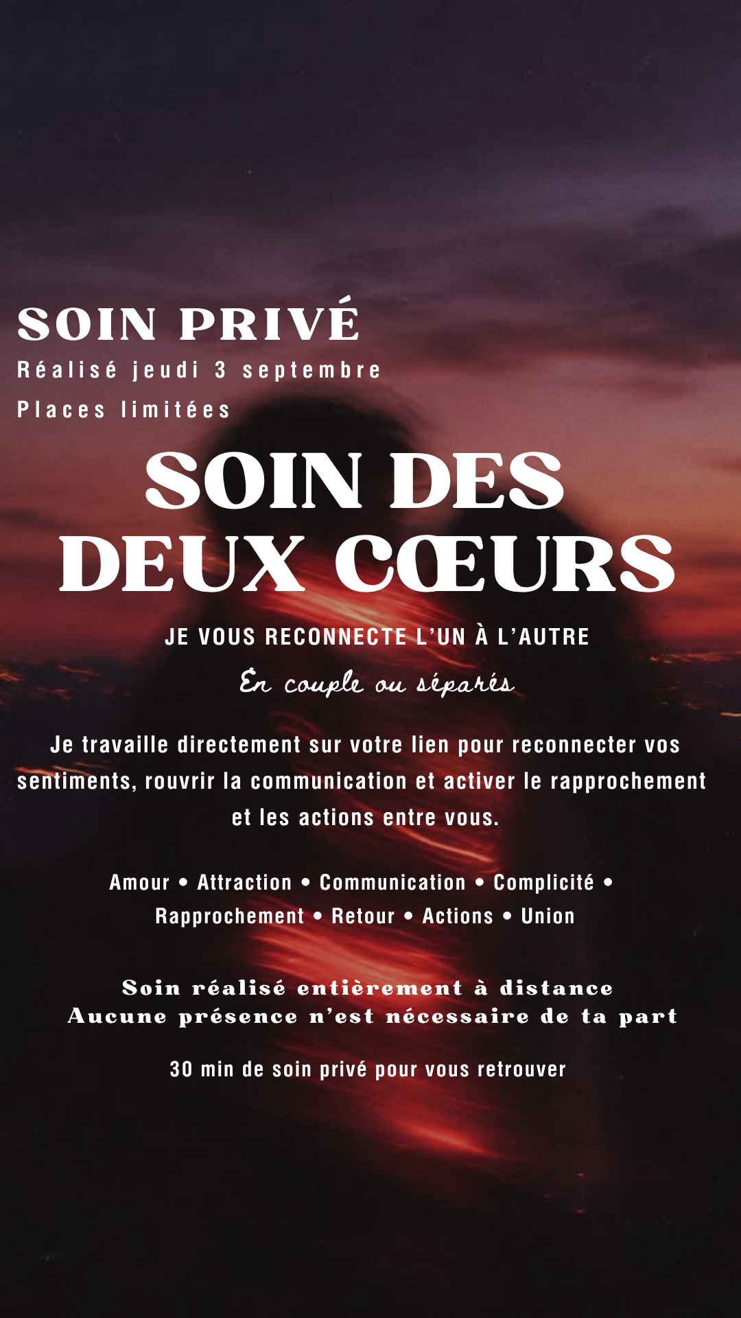 SOIN PRIVÉ SOIN DES DEUX CŒURS Je vous reconnecte l’un à l’autre (Place limité) réalisé jeudi 03.09