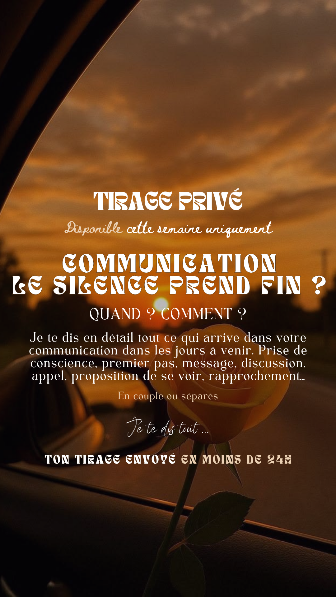 -30 % TIRAGE EXCLUSIF - Communication - Le silence prend fin ? Quand ? Comment ? par sms en 24h