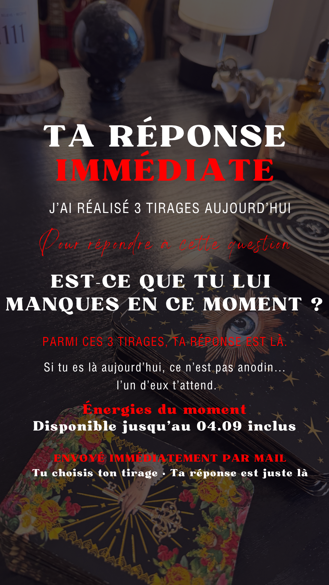 TA RÉPONSE IMMÉDIATE EST-CE QUE TU LUI MANQUES EN CE MOMENT ? Énergies du 02.09 au 04.09 inclus
