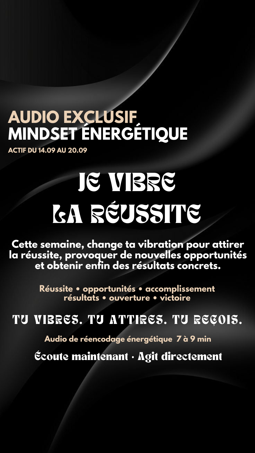 AUDIO EXCLUSIF Mindset énergétique = Je vibre la réussite actif du 14.09 au 20.09
