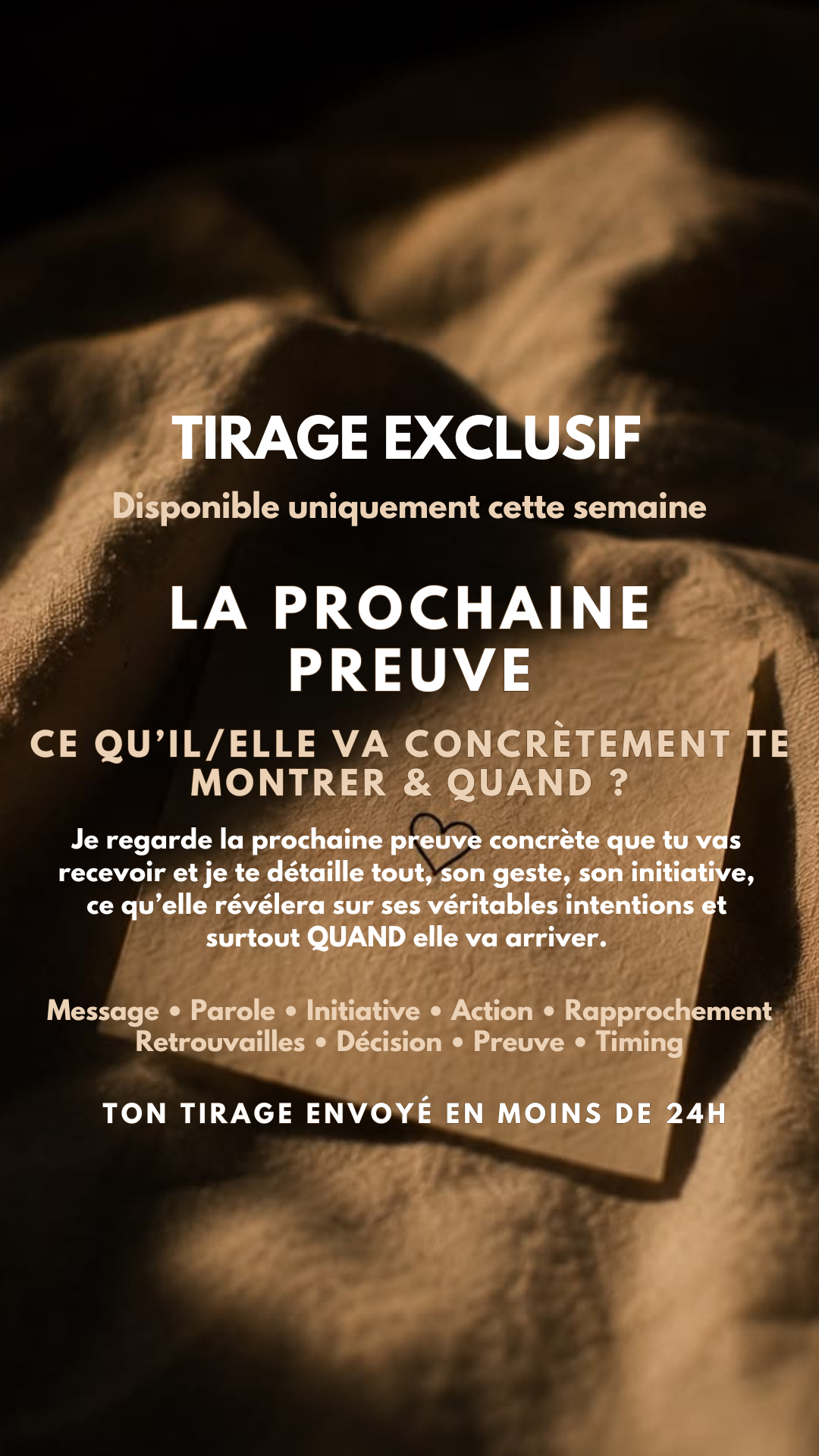 -25 % TIRAGE EXCLUSIF - LA PROCHAINE PREUVE - Ce qu’il/elle va concrètement te montrer & QUAND ? par sms en 24h