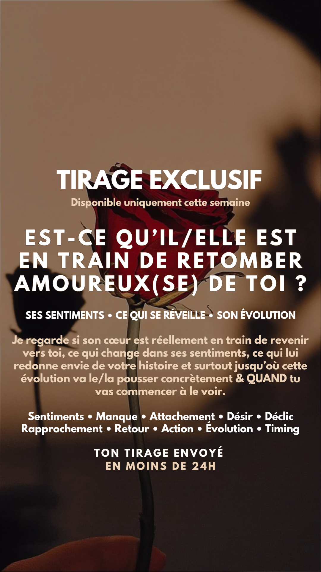 -25 % TIRAGE EXCLUSIF - EST-CE QU’IL/ELLE EST EN TRAIN DE RETOMBER AMOUREUX(SE) DE TOI ? par sms en 24h
