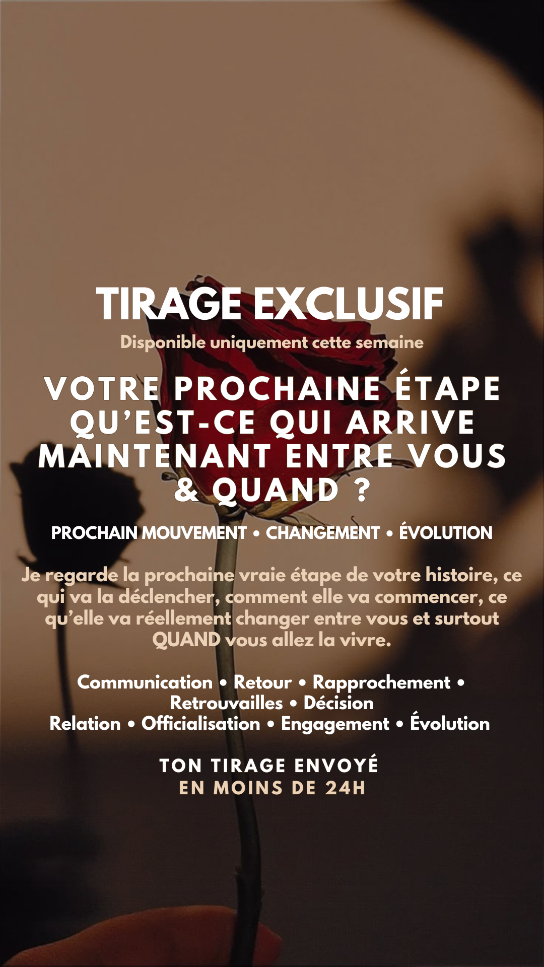 -25 % TIRAGE EXCLUSIF - VOTRE PROCHAINE ÉTAPE QU’EST-CE QUI ARRIVE MAINTENANT ENTRE VOUS & QUAND ? par sms en 24h
