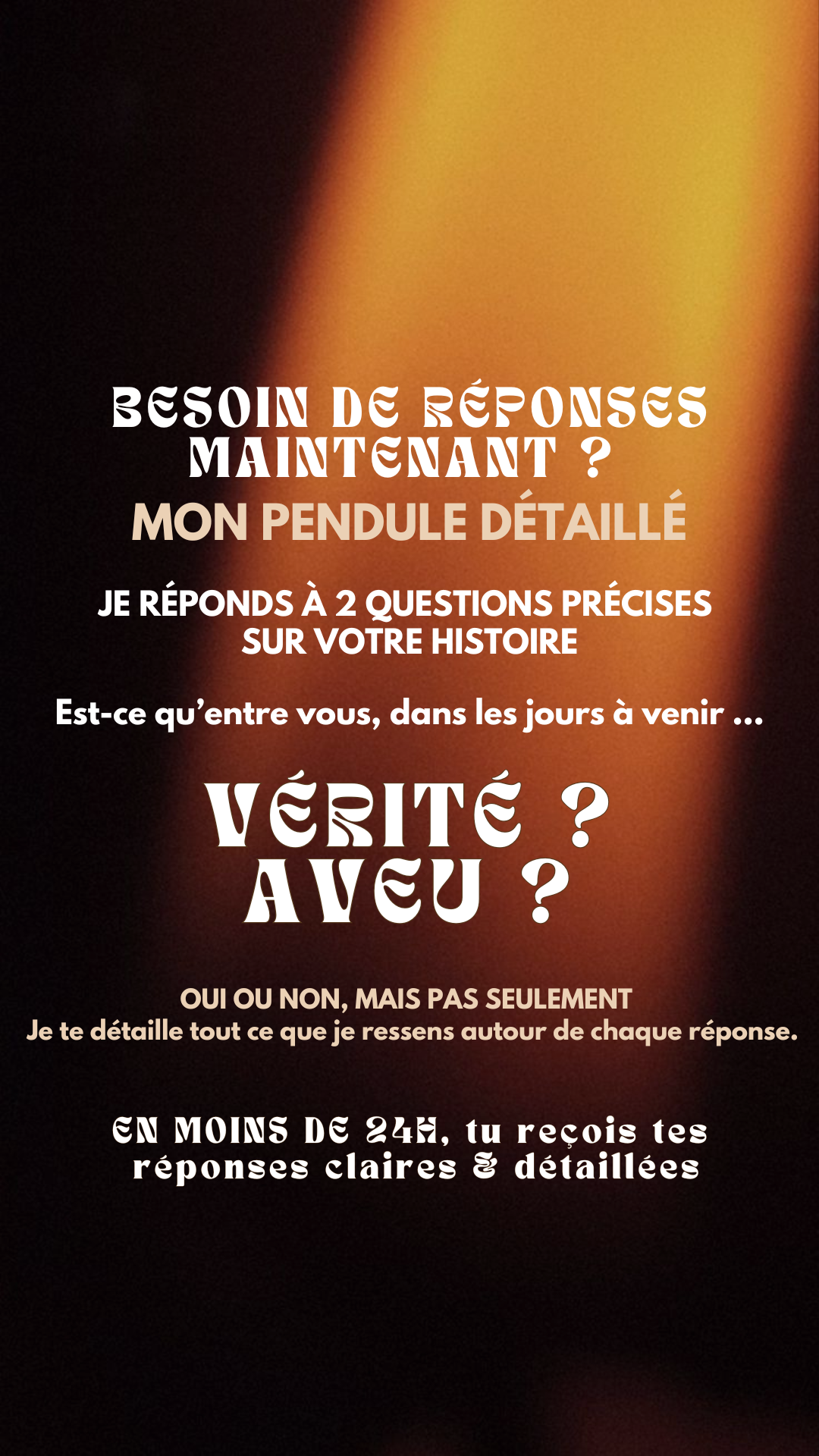 -25 % PENDULE DÉTAILLÉ VÉRITÉ & AVEU par sms en 24h