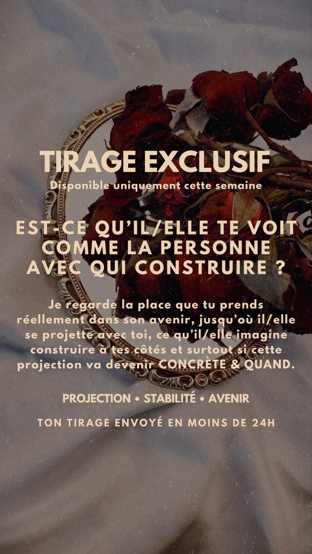 -25 % TIRAGE EXCLUSIF - EST-CE QU’IL/ELLE TE VOIT COMME LA PERSONNE AVEC QUI CONSTRUIRE ? par sms en 24h