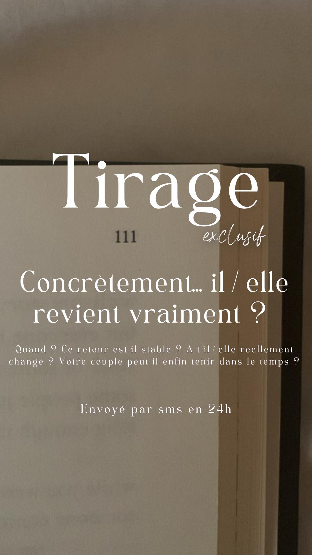 -25% Tirage exclusif  Concrètement… il/elle revient vraiment ?  Envoyé en 24h