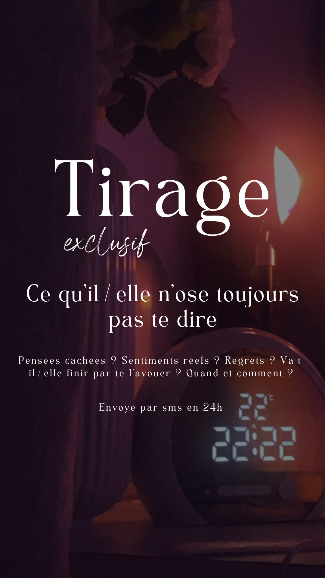 -25% Tirage exclusif Ce qu'il/elle n'ose toujours pas te dire ? Envoyé en 24h