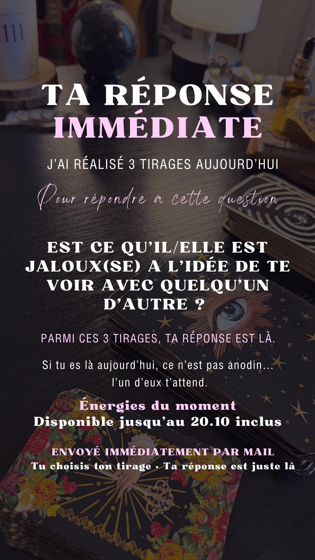 TA RÉPONSE IMMÉDIATE EST CE QU'IL/ELLE EST JALOUX(SE) A L'IDÉE DE TE VOIR AVEC QUELQU'UN D'AUTRE ? Énergie du 18.10 au 20.10 inclus