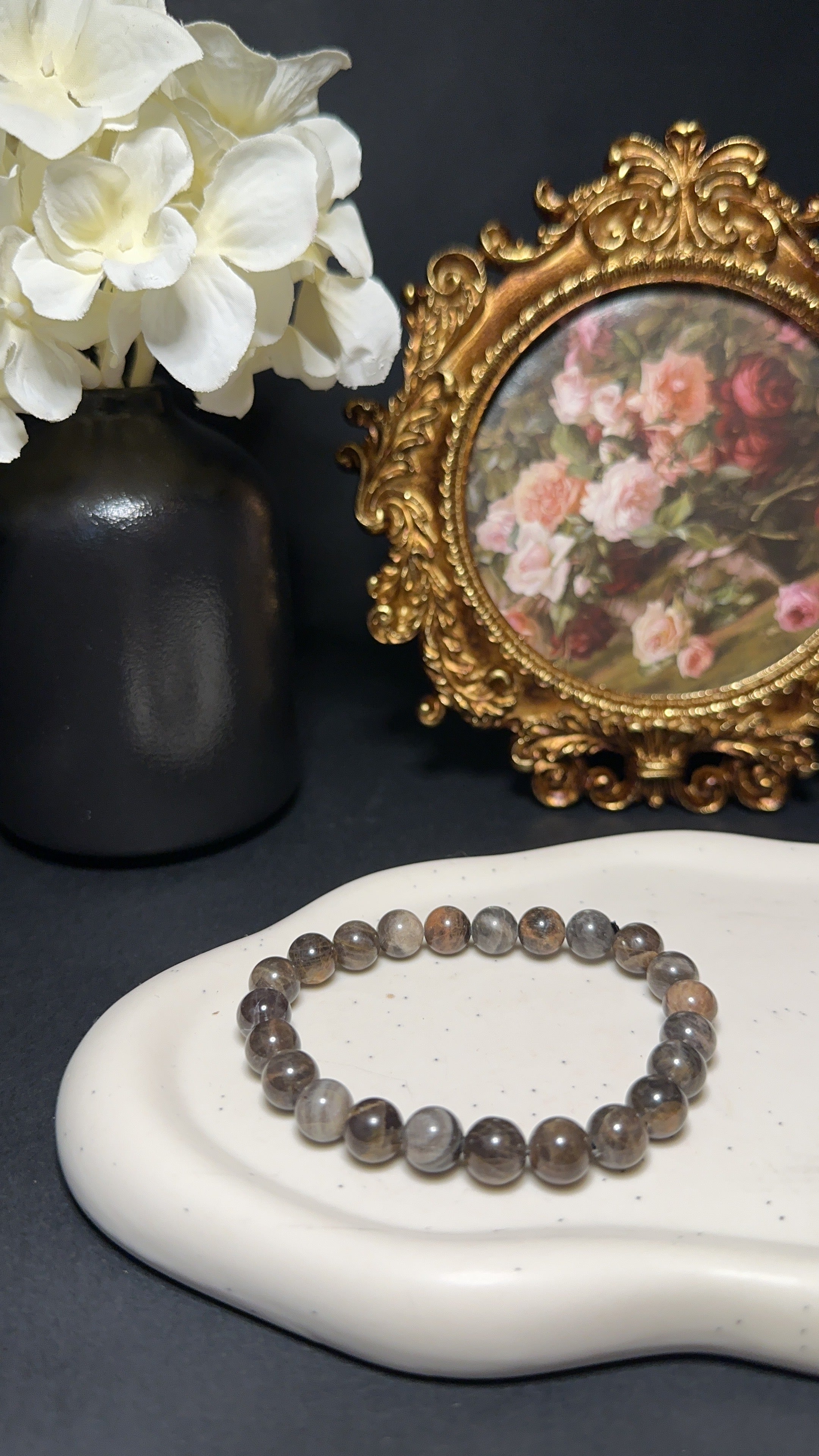 Bracelet Pierre de lune noire - Intuition, féminin sacré & connexion