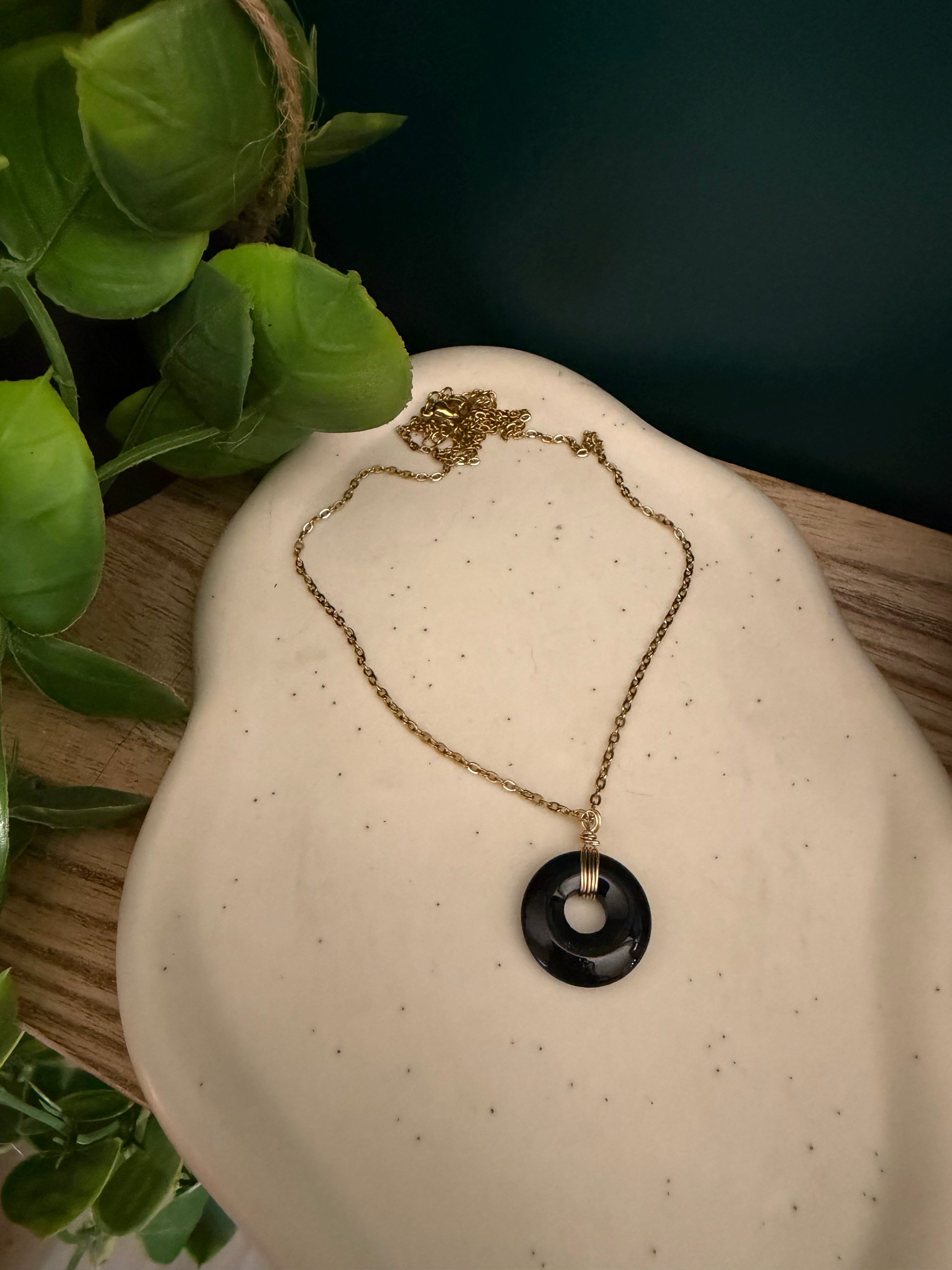 Collier cercle d'Onyx - Protection & Stabilité