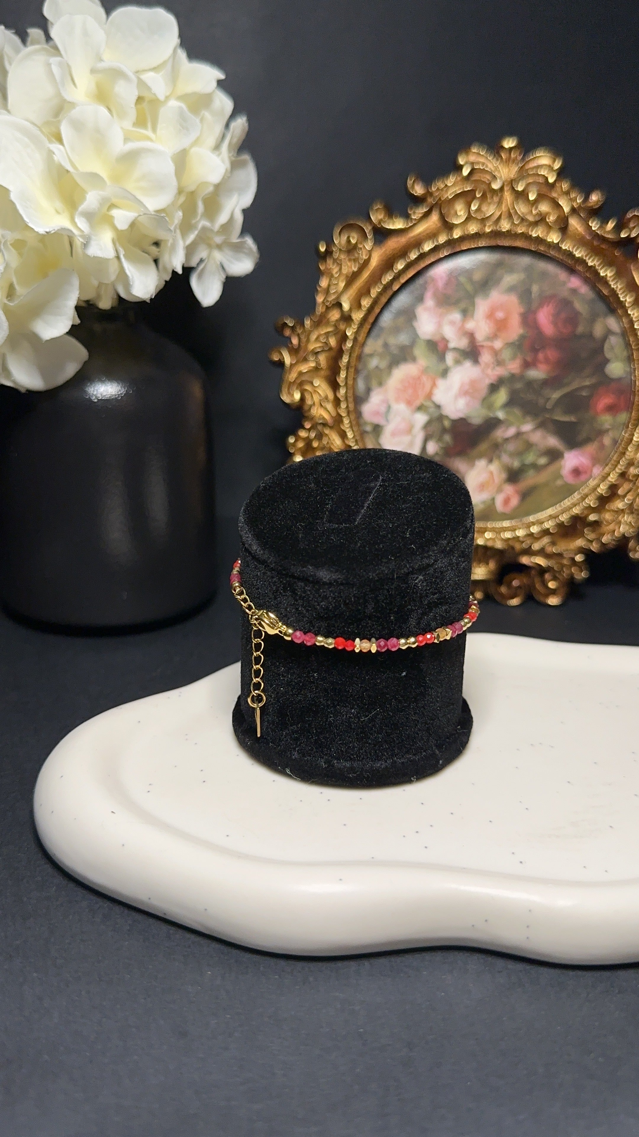 Bracelet "Soleil floral rouge"