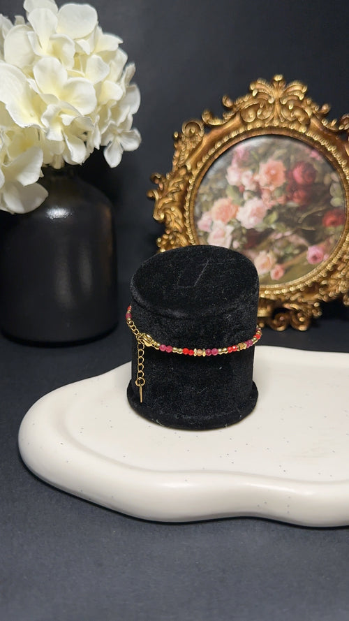 Bracelet "Soleil floral rouge"