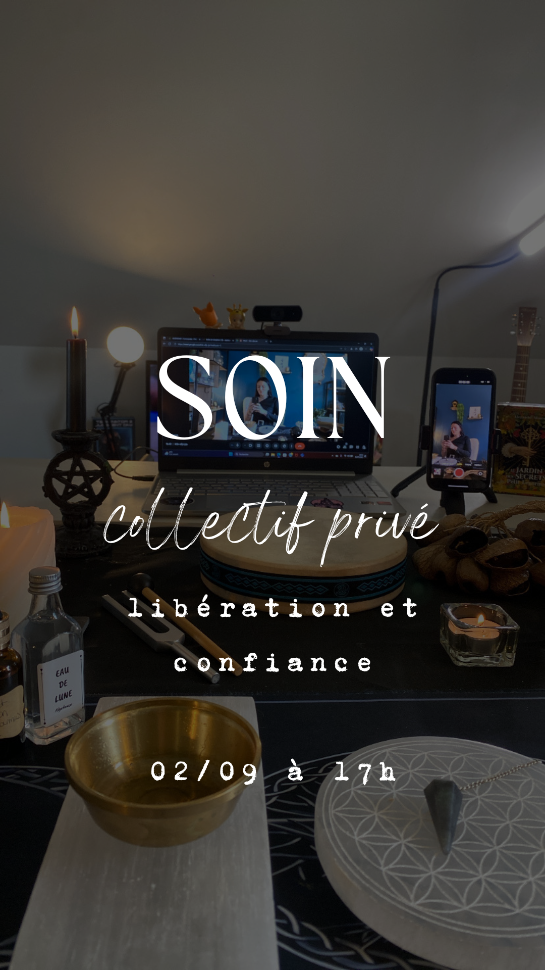 Soin collectif privé CONFIANCE & ANCRAGE - Mardi 02 septembre de 17h à 17h45 En direct & Replay avec alye