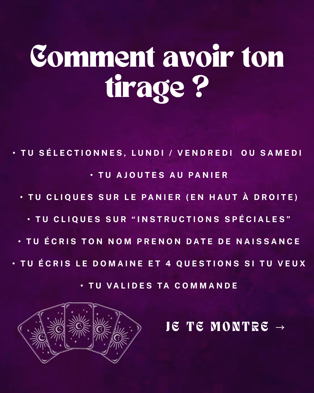 Ton tirage 5 cartes en MOINS DE 24H du lundi au samedi par Alye