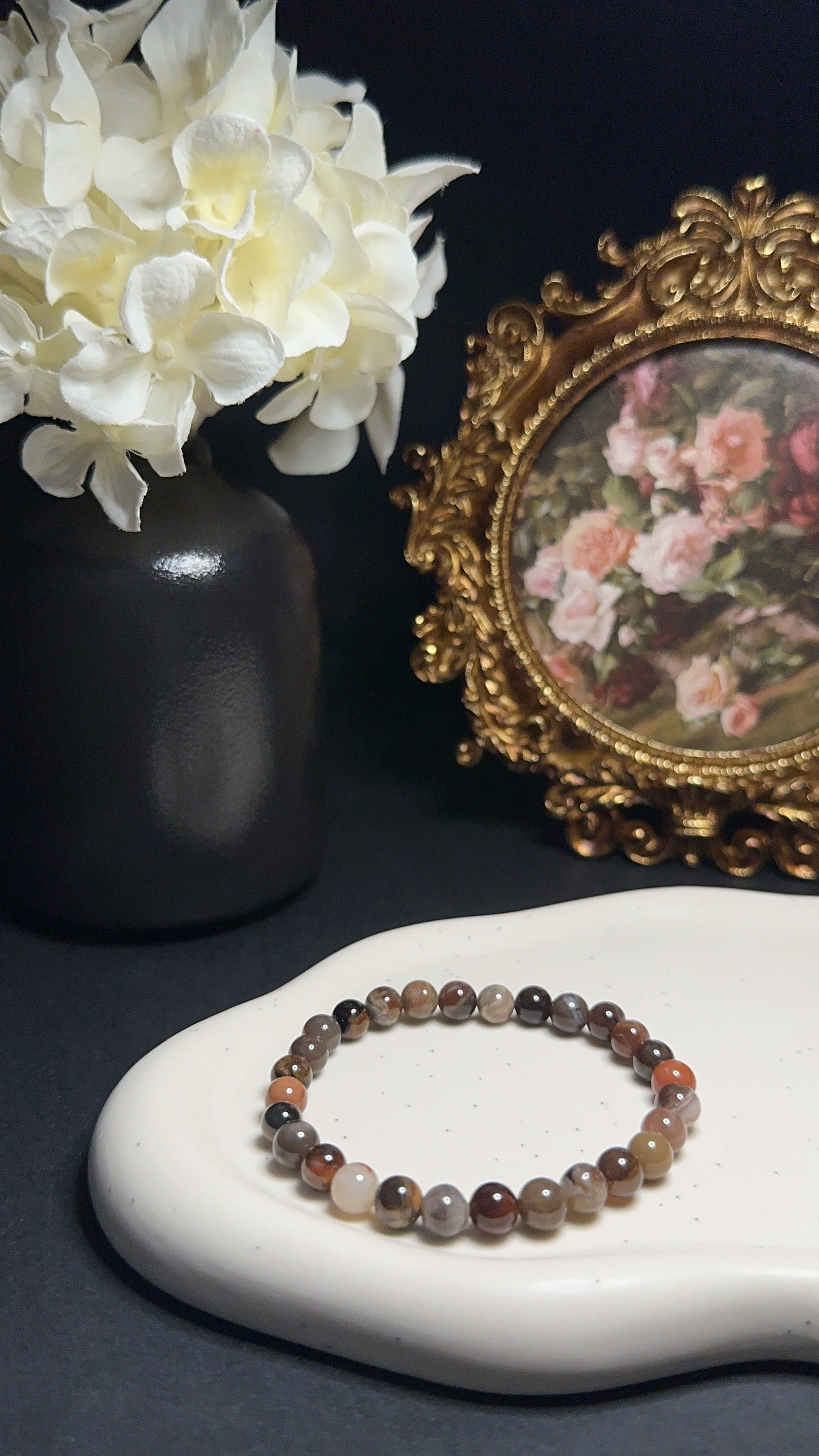 Bracelet Bois Fossile - Ancrage, stabilité & sérénité