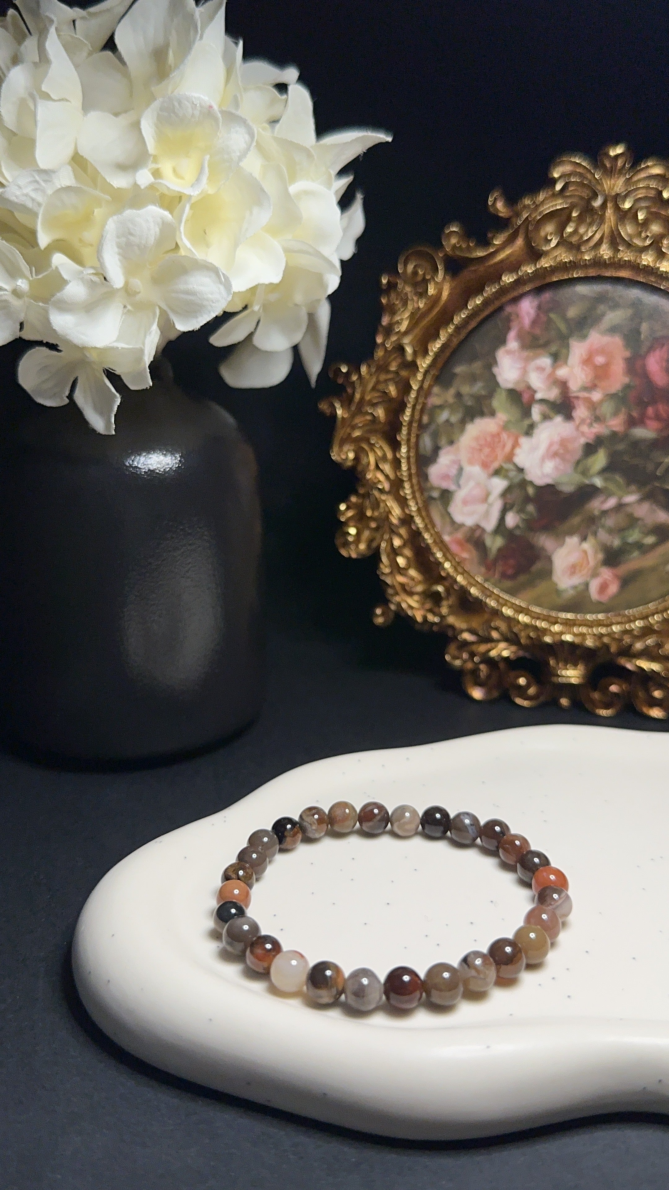 Bracelet Bois Fossile - Ancrage, stabilité & sérénité