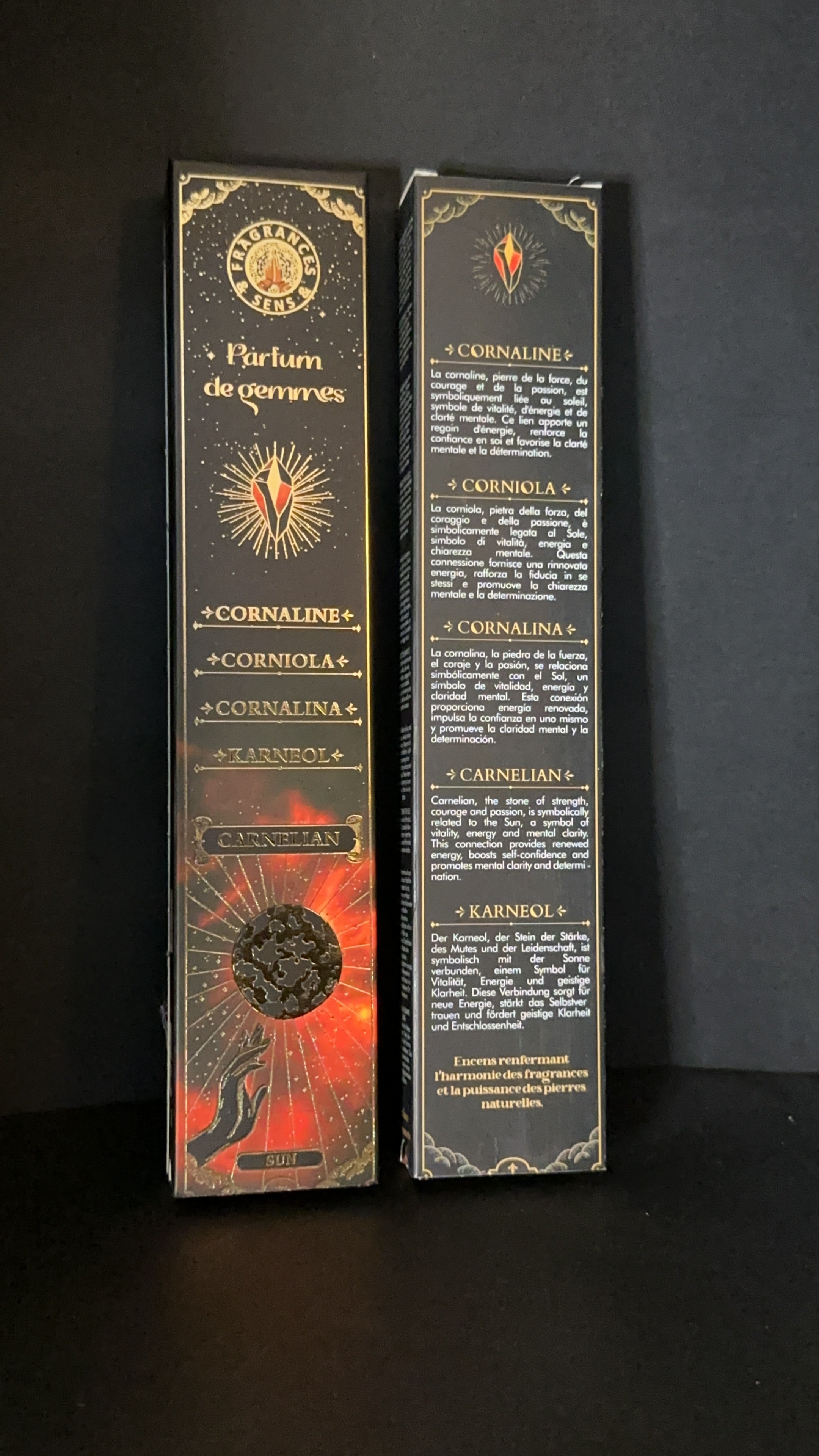 Baton d'encens naturel aux pierres naturelles de Cornaline - Vitalité, joie & passion