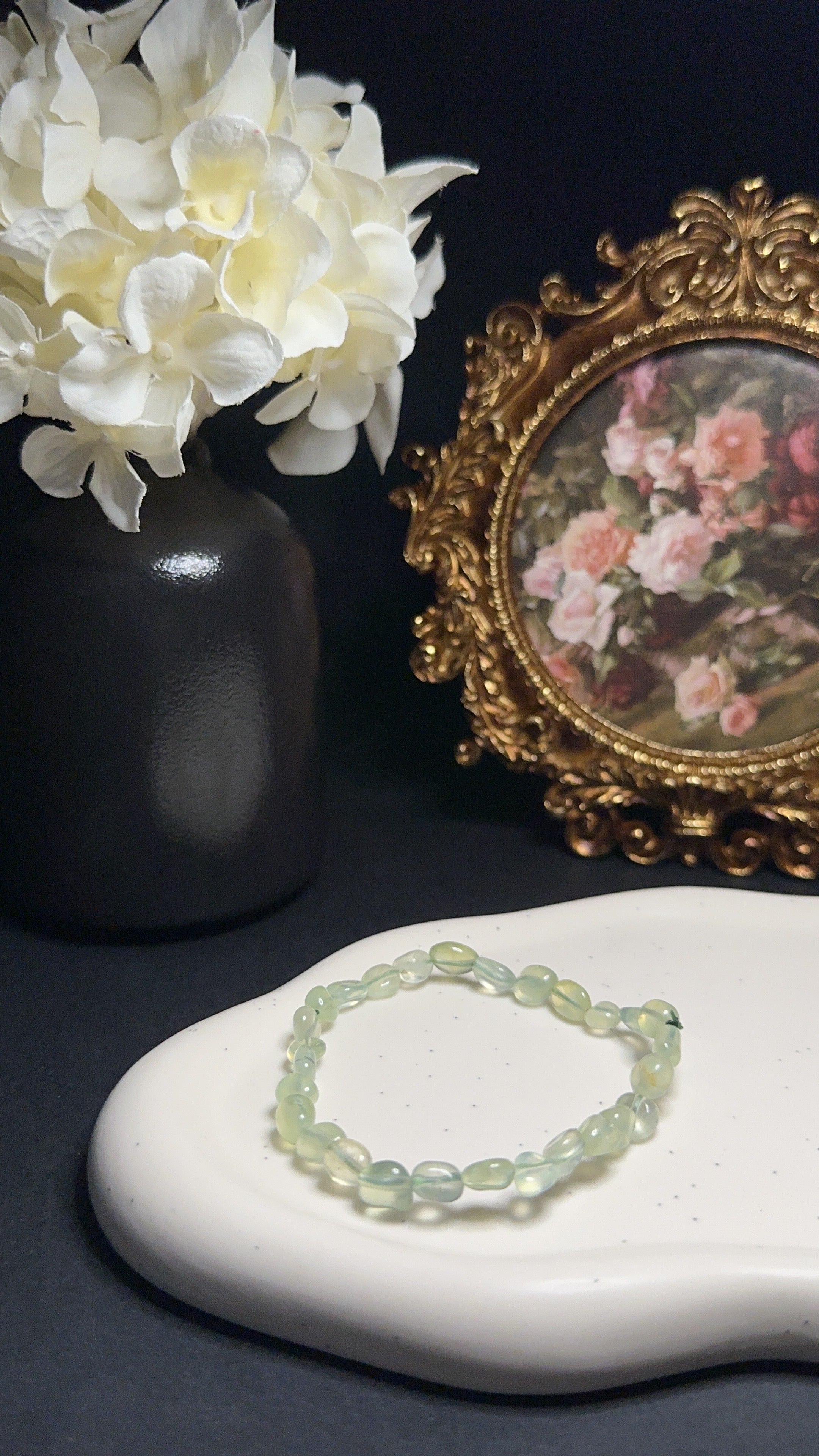 Bracelet Préhnite pierre roulée - Hypersensibilité & libération