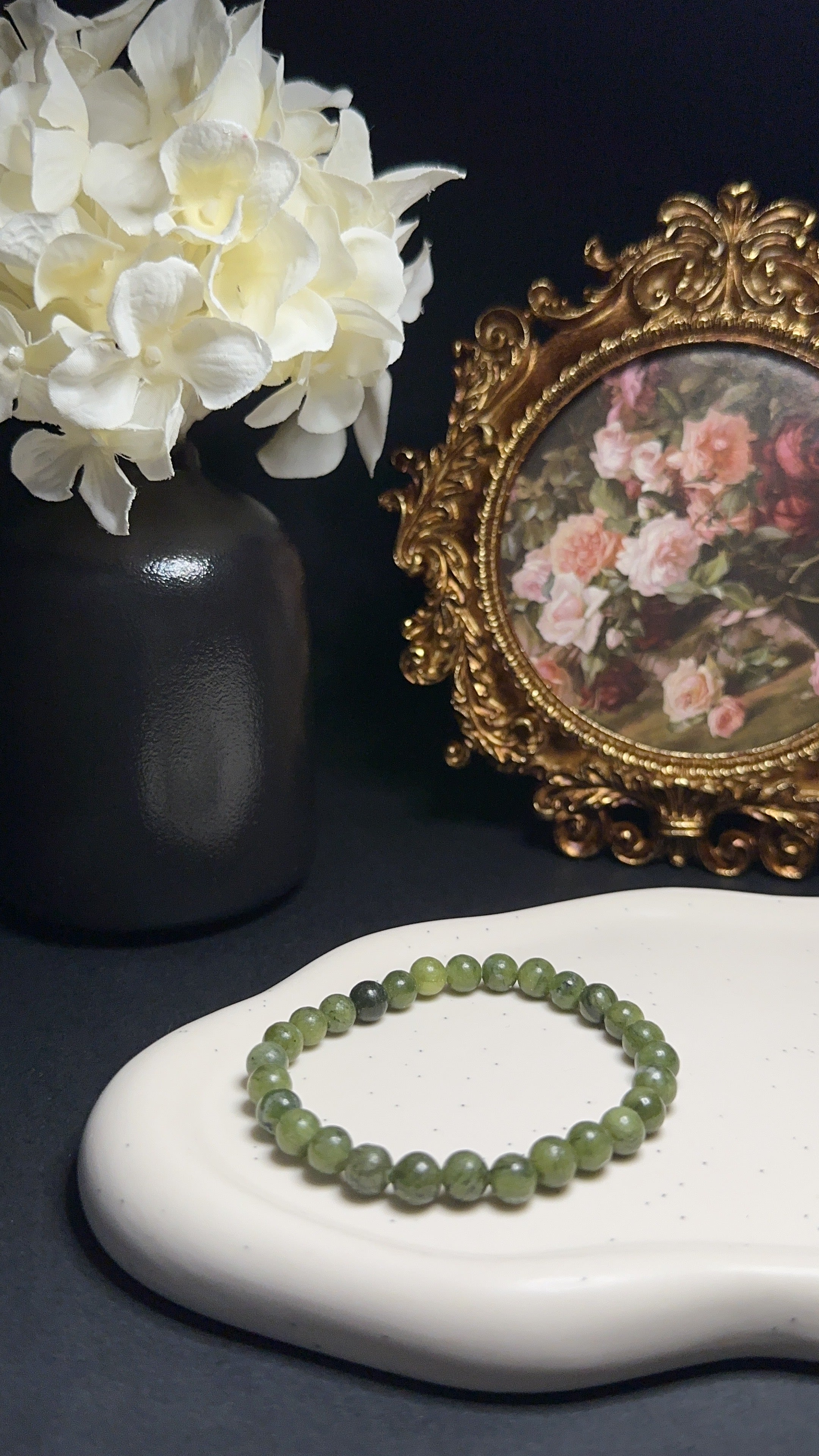 Bracelet en Jade nephrite - Anti bad mood, paix intérieur & harmonie