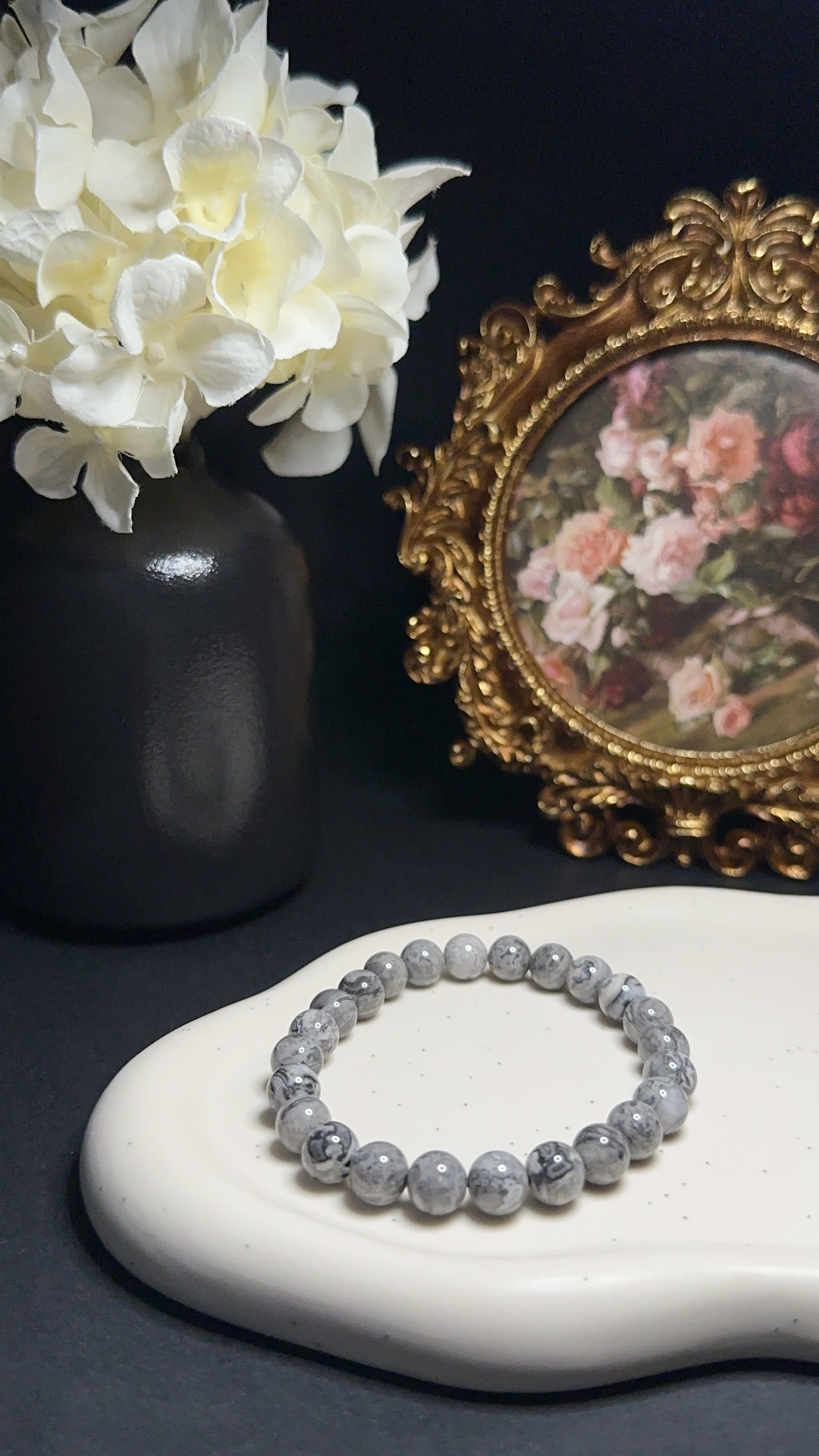 Bracelet Agate crazy lace grise - Joie, protection & harmonie